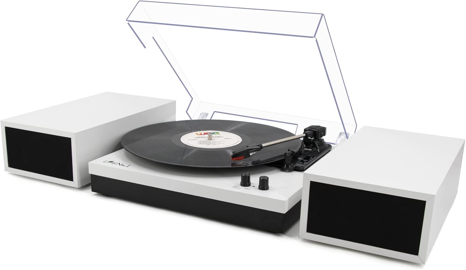 LP&No.1 Modern Turntable Record Player Bundle with Dual Powered Bookshelf Speake...