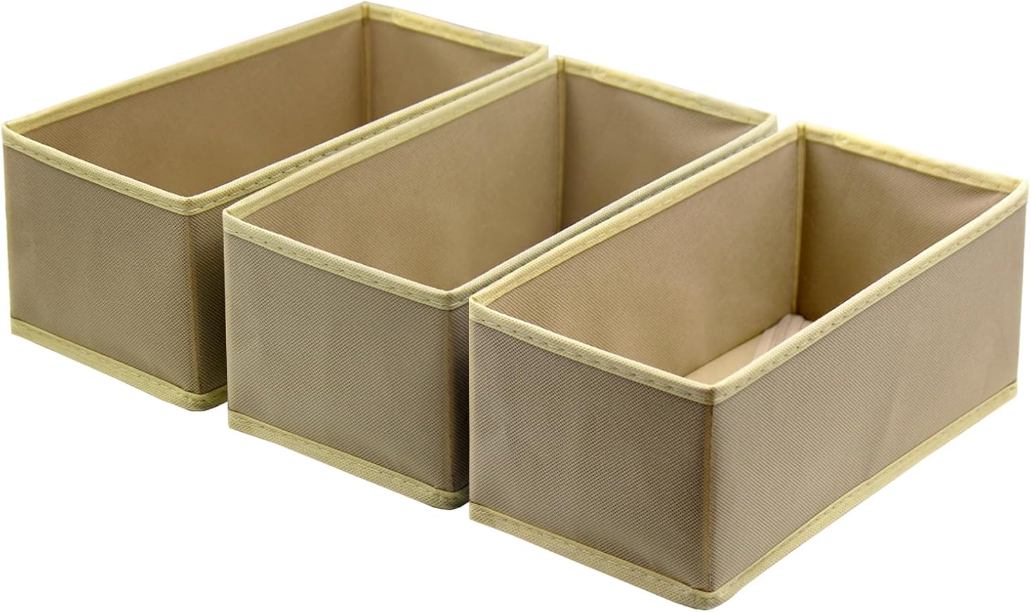 Socks Drawer Organizer Set of 3 Pack Khaki, Underwear Dividers, Closet Cabinet D...