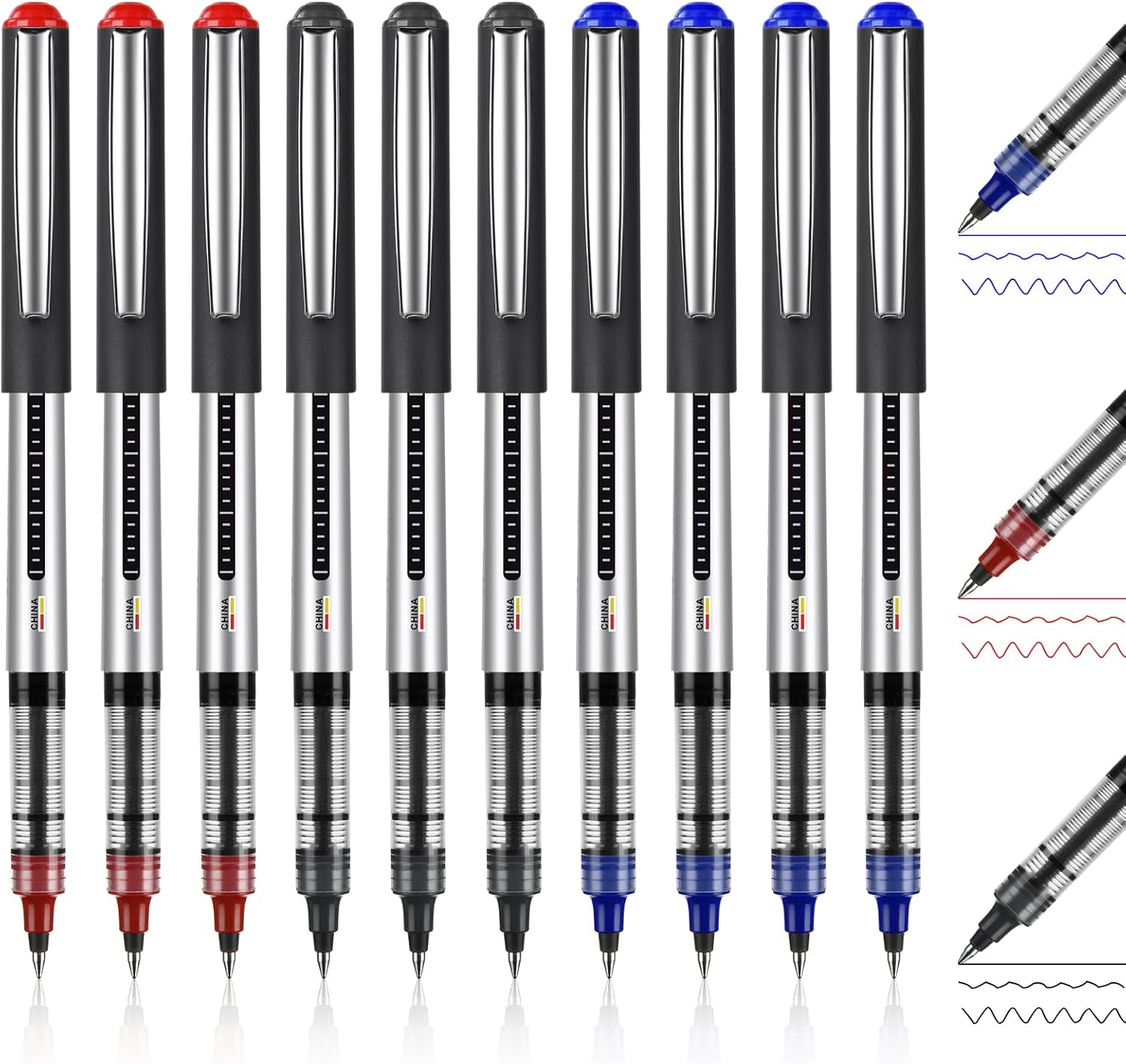 OFFCUP Gel Pens, 10pcs Liquid Ink Rollerball Pen, 0.5mm Quick-Drying Ballpoint P...
