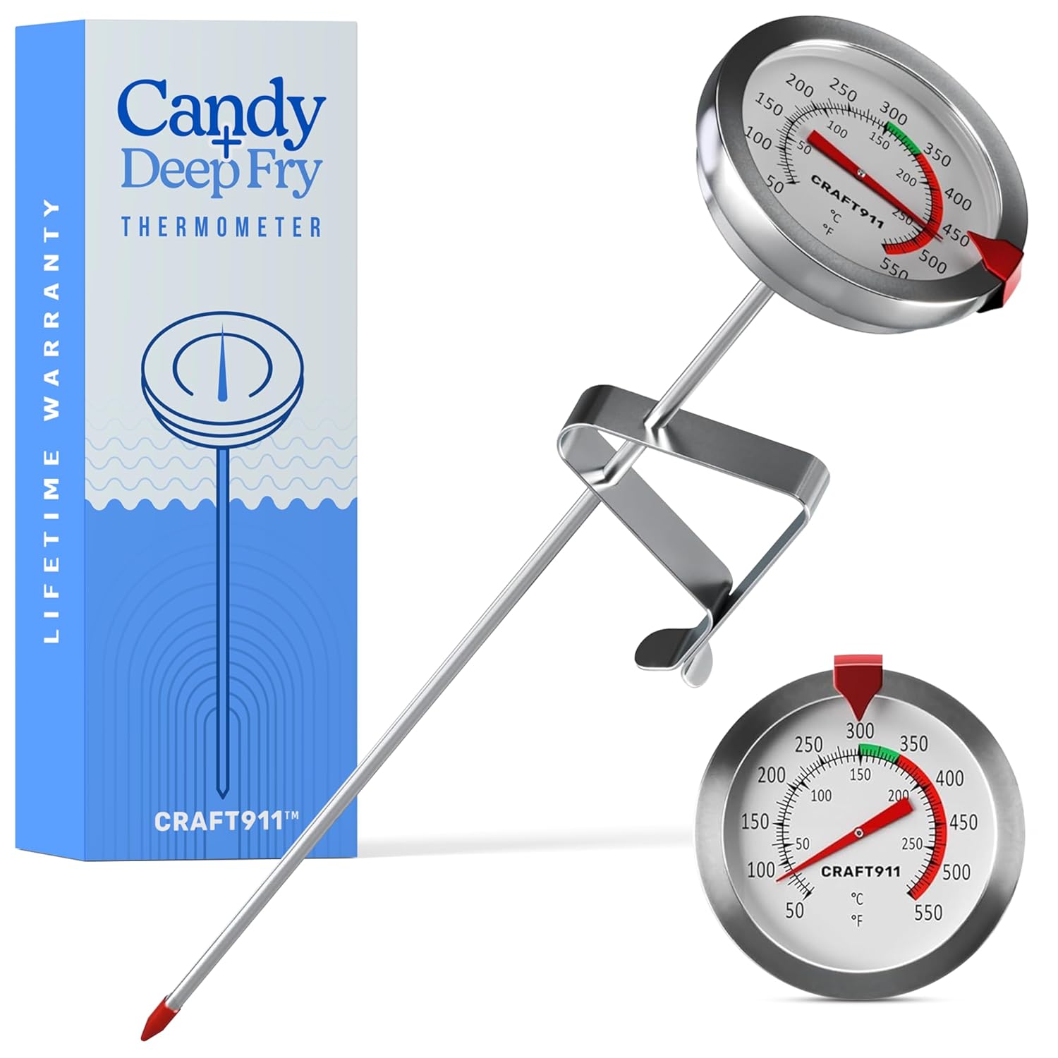 Candy Thermometer with Pot Clip - Deep Fry Oil Thermometer for Frying - Cooking...