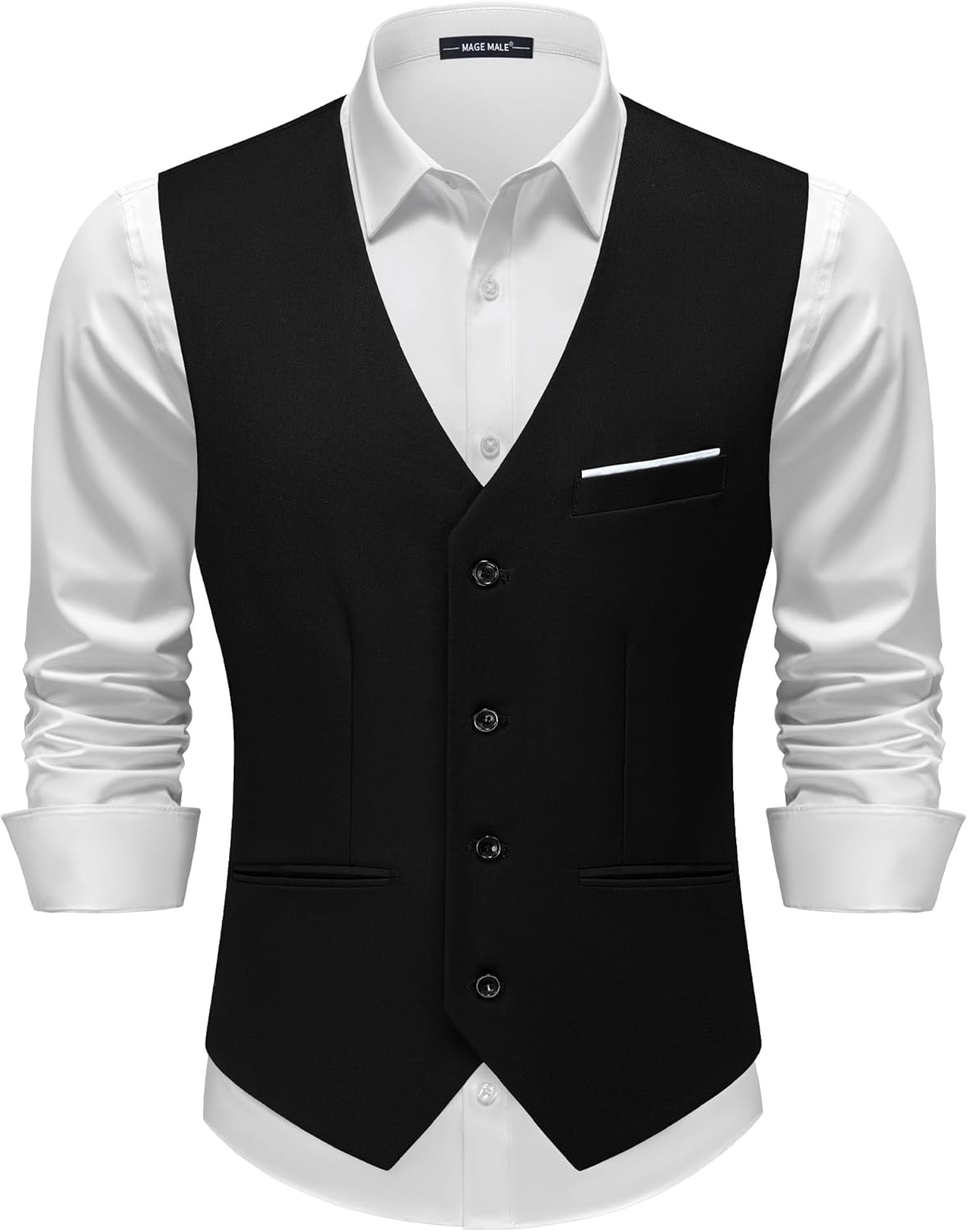MAGE MALE Men's Suit Vests Casual Formal Dress Vest Business Slim Fit Waistcoat...