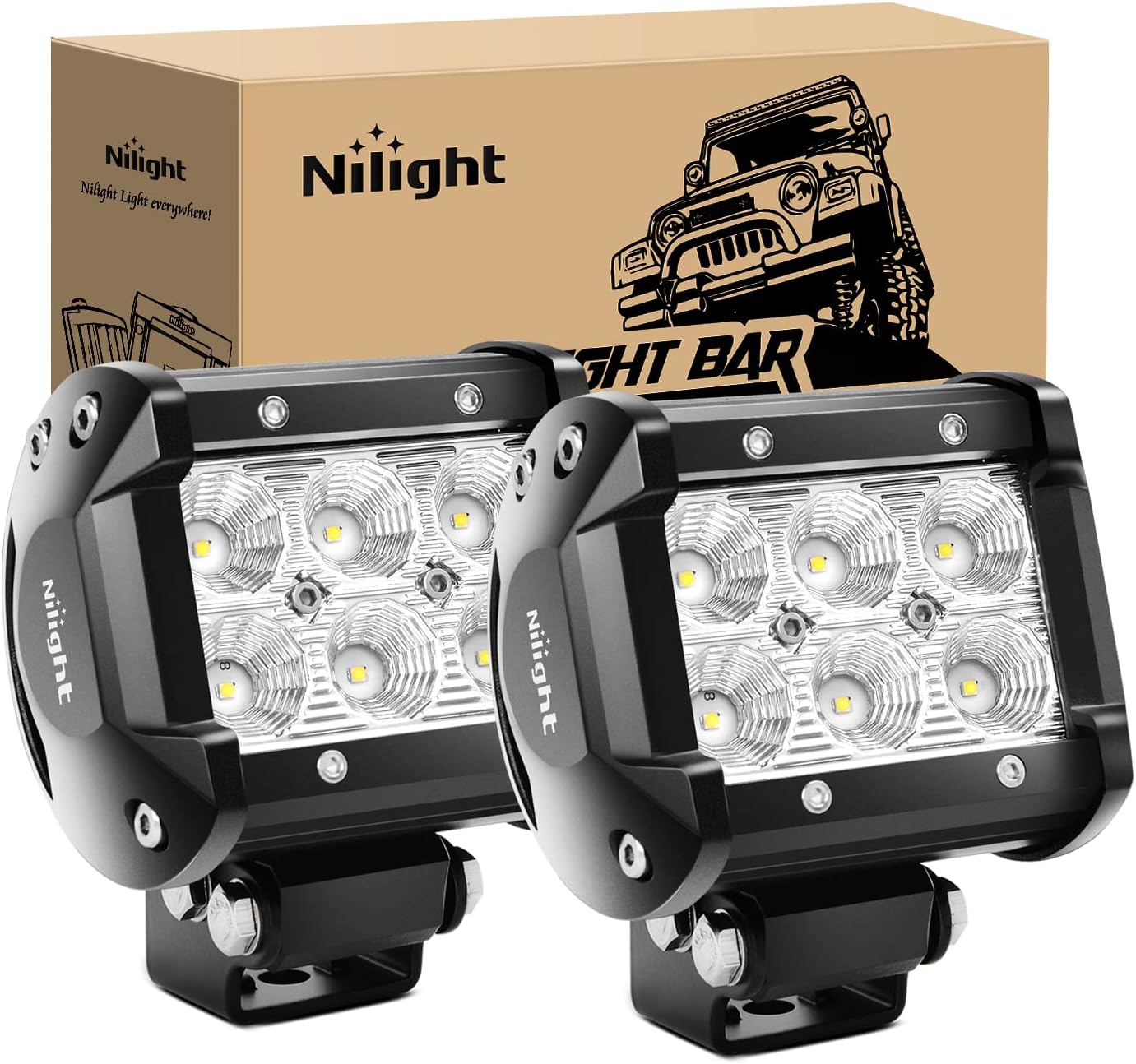 Nilight Led Pods 2Pcs 18W 1260LM Flood Led Off Roa...