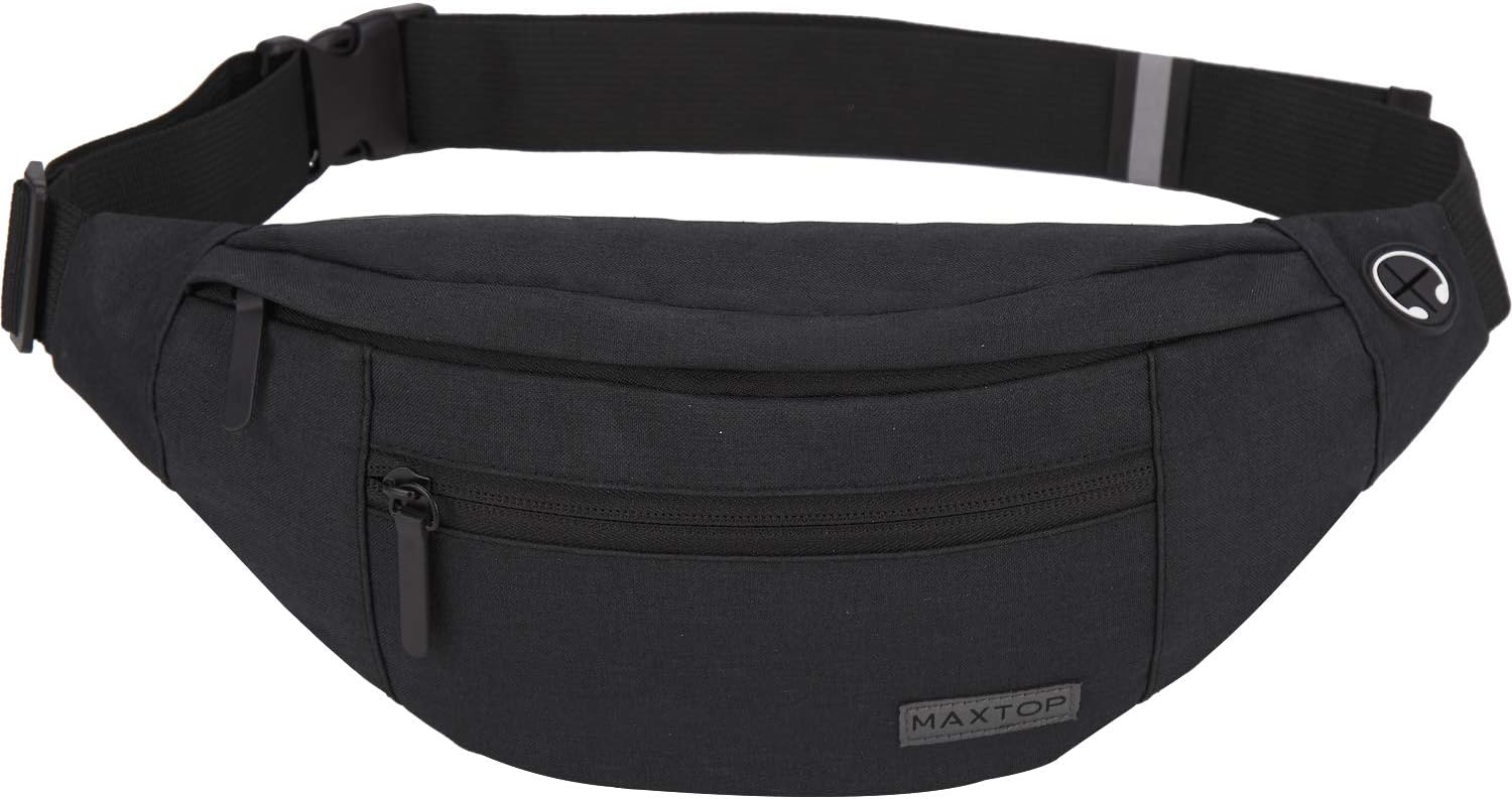 MAXTOP Large Bumbag Waist Fanny Pack for Men Women Bum Bag with Headphone Jack a...