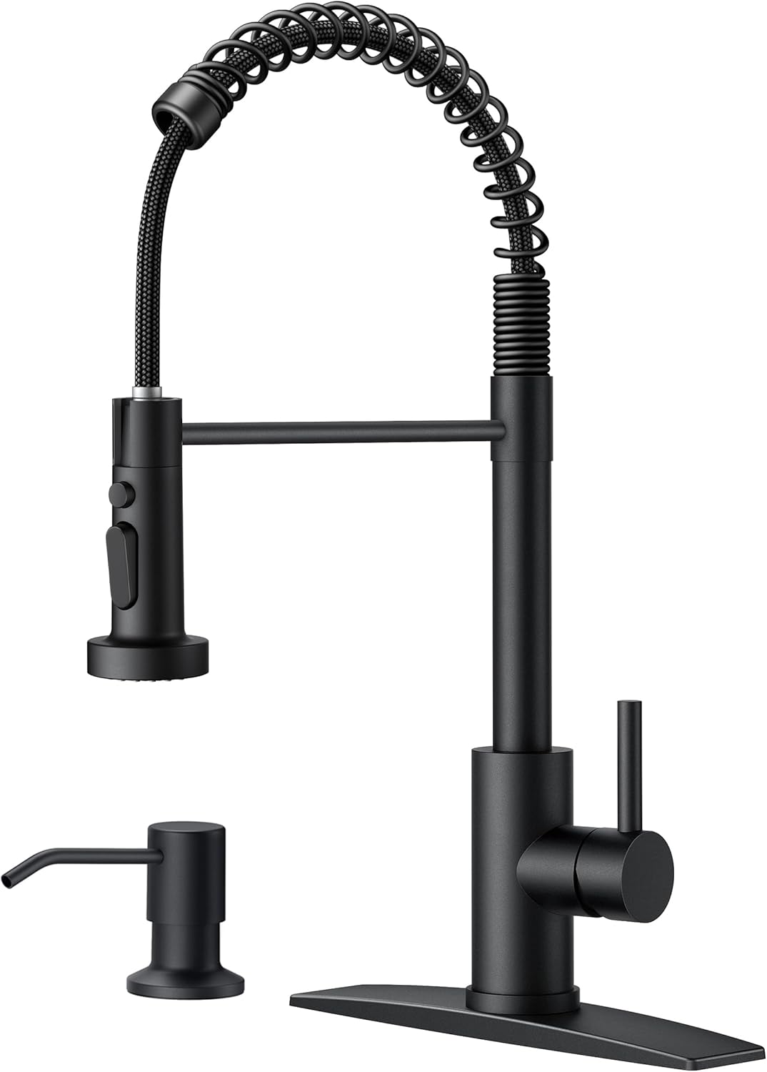 FORIOUS Black Kitchen Faucet with Soap Dispenser, Stainless Steel Single Handle...