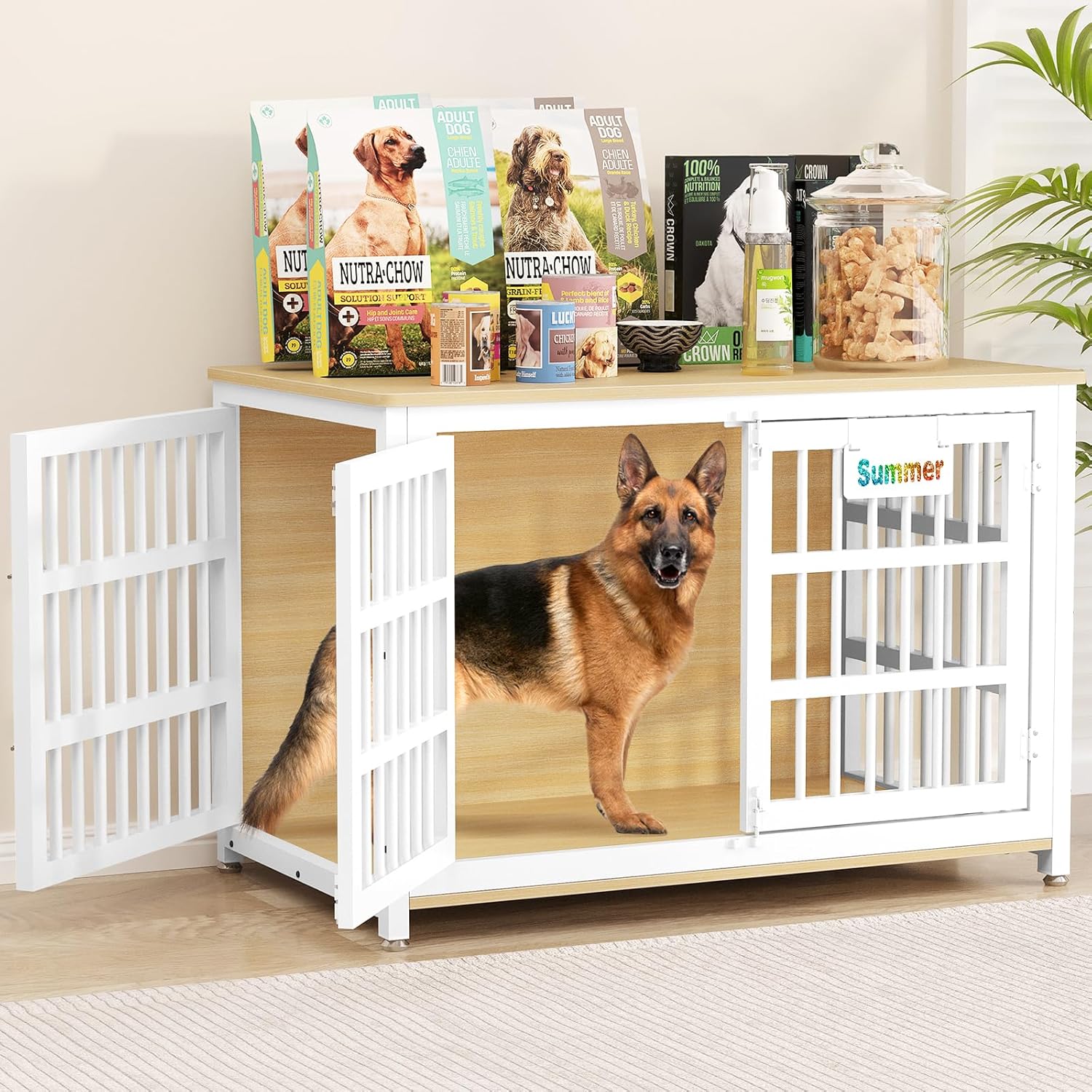 EasyCom Heavy Duty Dog Kennel Indoor with Name Tag, XXL Dog Crate Furniture for...