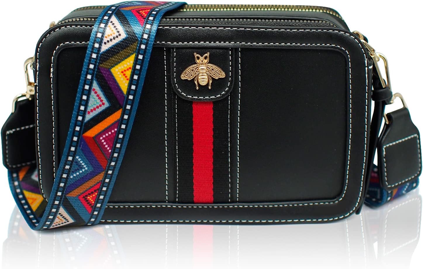 Beatfull Designer Bee Crossbody Purse for Women PU Leather Shoulder Handbag Came...
