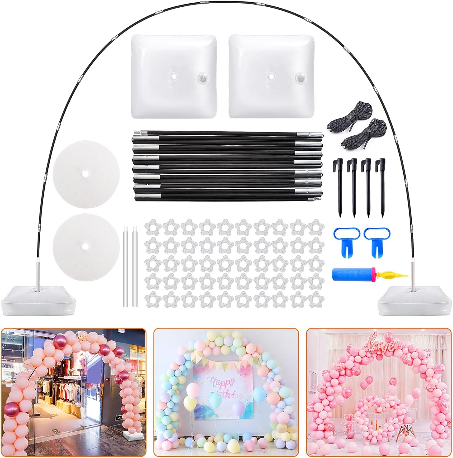 Chamvis Balloon Arch Kit, 9FT Height & 10FT Width Adjustable Balloon Arch Stand...