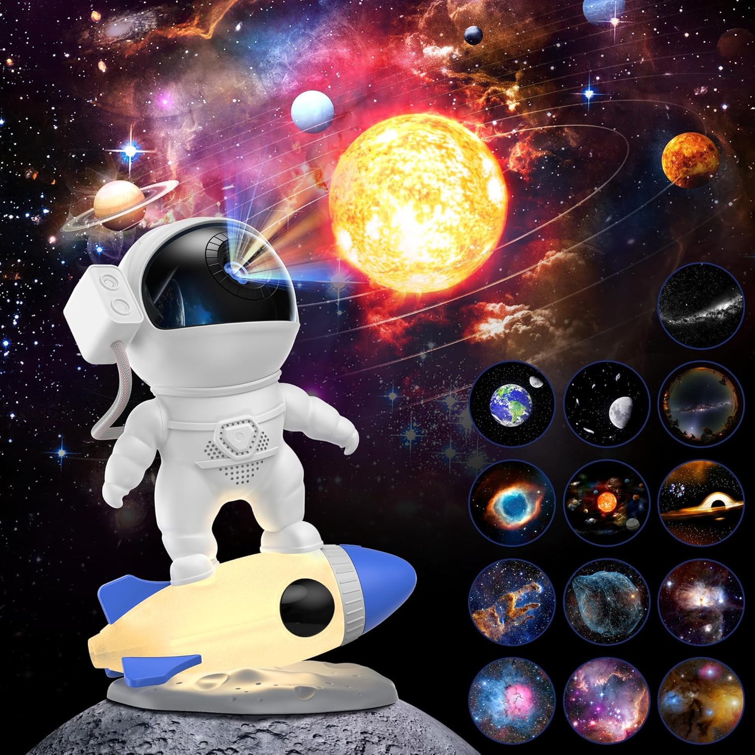 Galaxy Projector, 12 in 1 HD Planetarium Astronaut Galaxy Projector for Bedroom,...