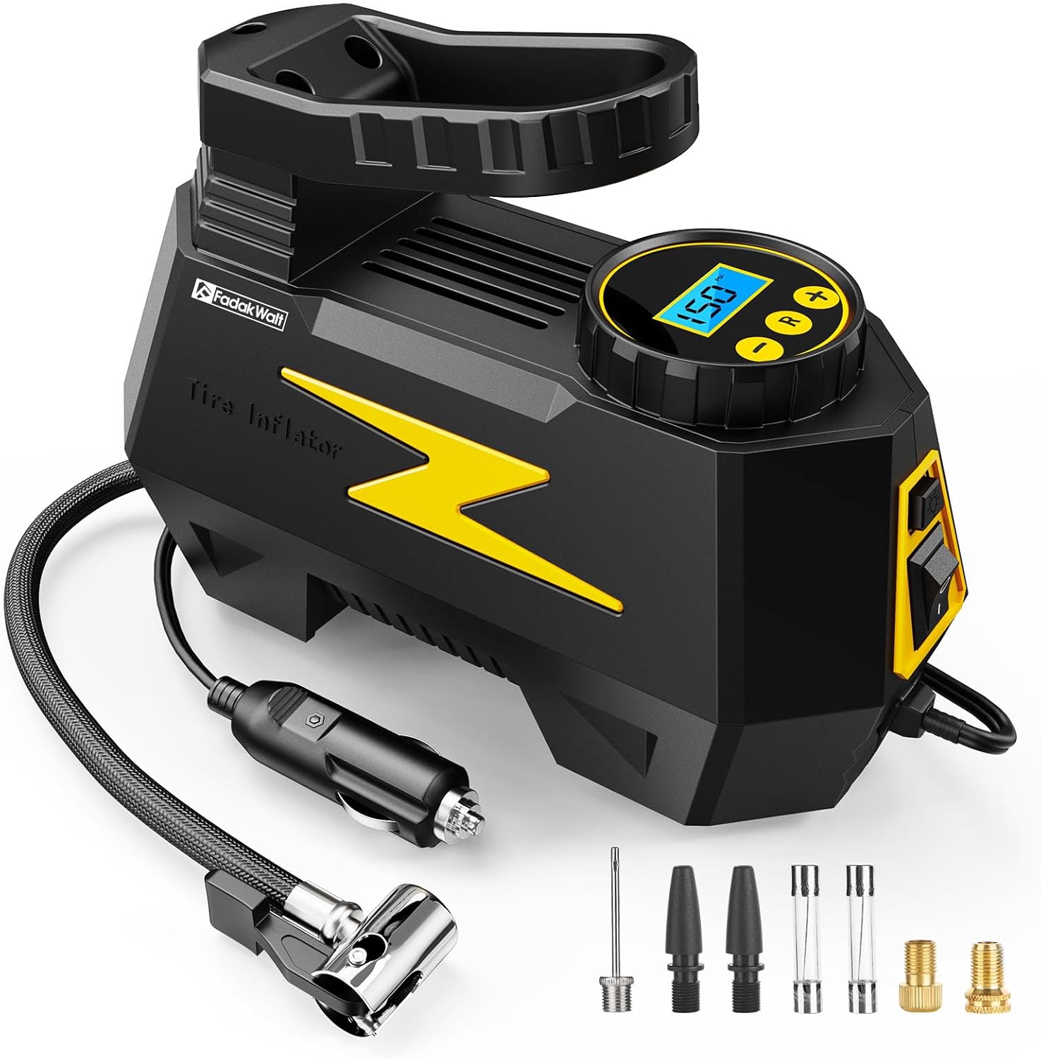 Tire Inflator Portable Air Compressor, DC 12V Tire Air Pump with LED and 150PSI...