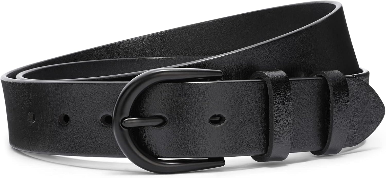 SANSTHS Women Leather Belt for Jeans Pants Dresses Black Ladies Waist Belt with...