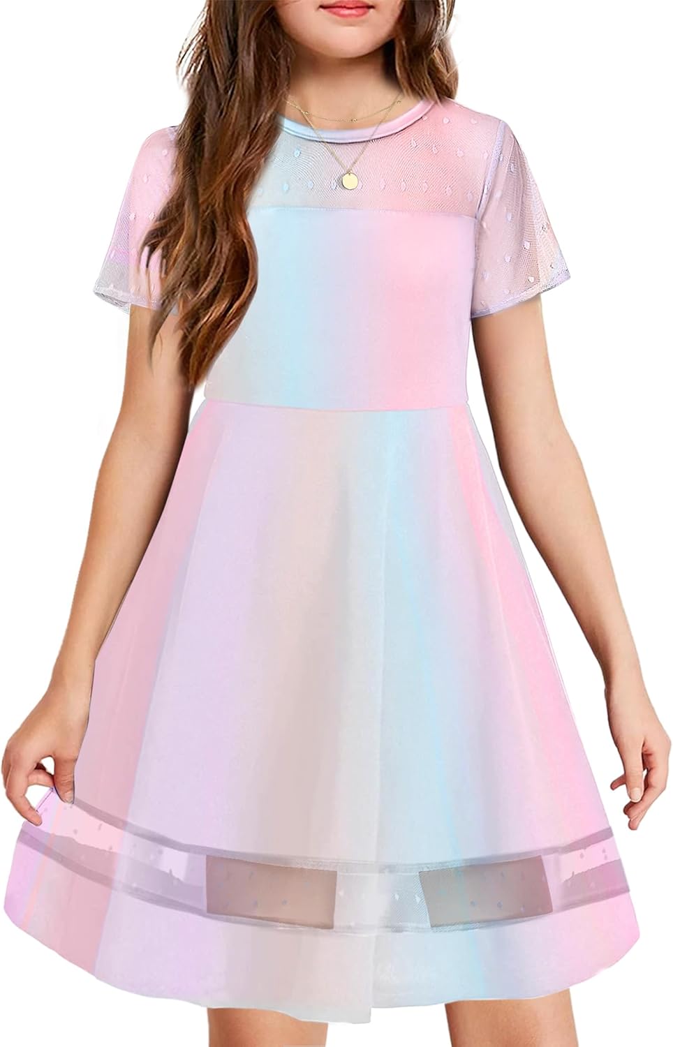 Arshiner Girls Dresses Festival Kids Summer Mesh Dress A-Line Elegant Party Fash...