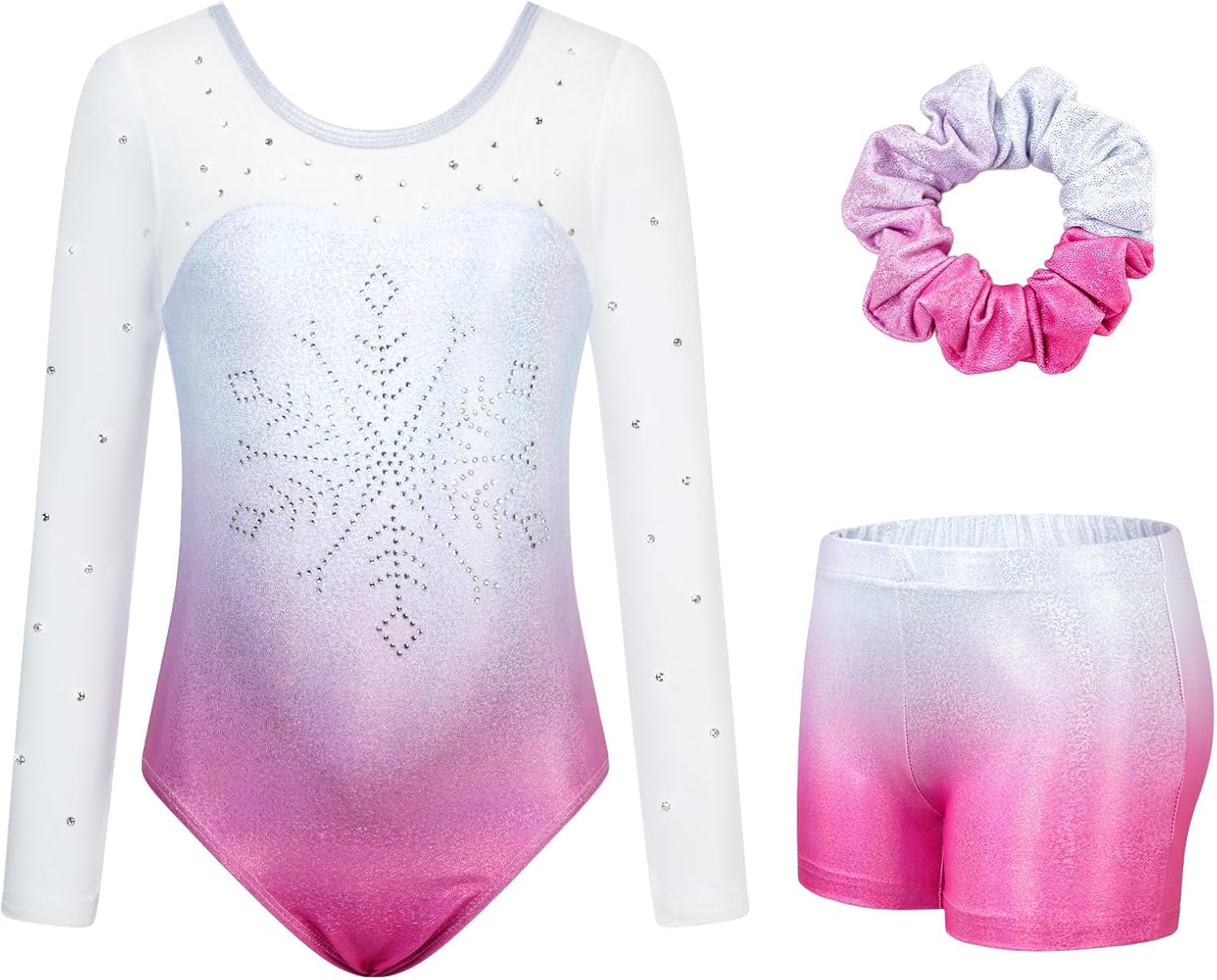 JiAmy Gymnastics Leotards for Girls with Shorts Set, Long Sleeve Kids Gymnastics...