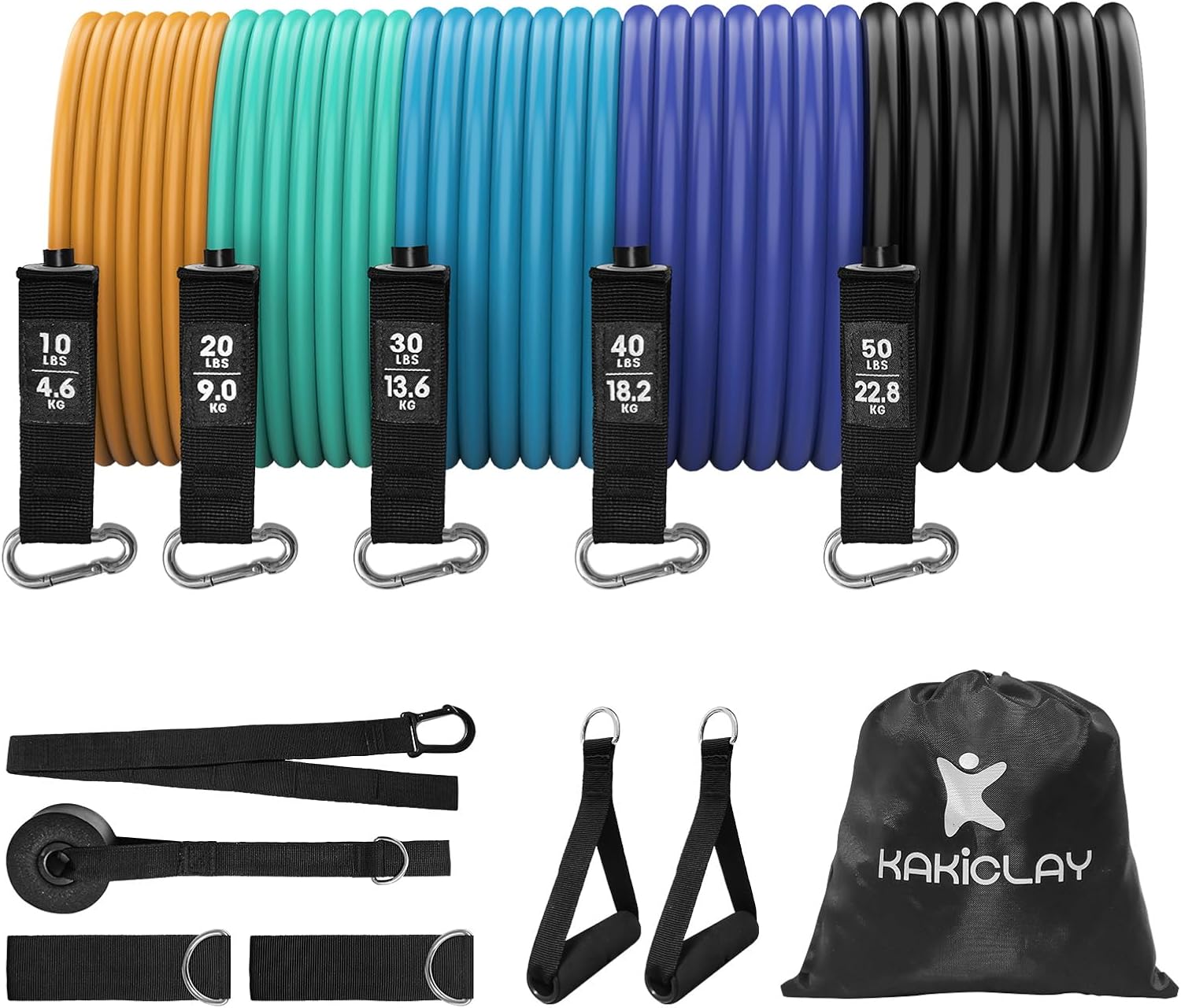 Resistance Bands Set with Separate Outdoor Anchor, KAKICLAY Exercise Bands for I...
