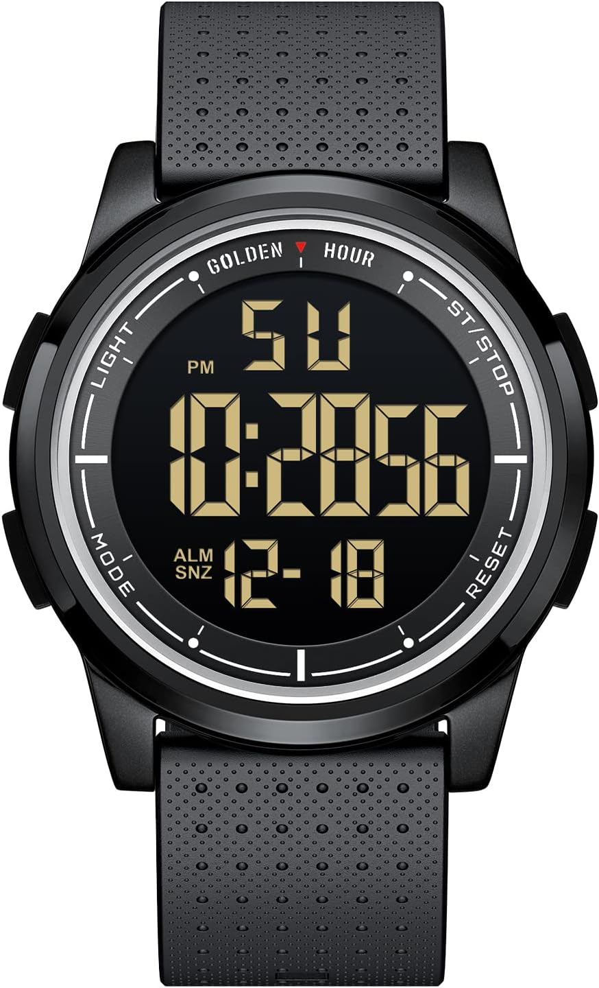 GOLDEN HOUR Ultra-Thin Minimalist Sports Waterproof Digital Watches Men with Wid...