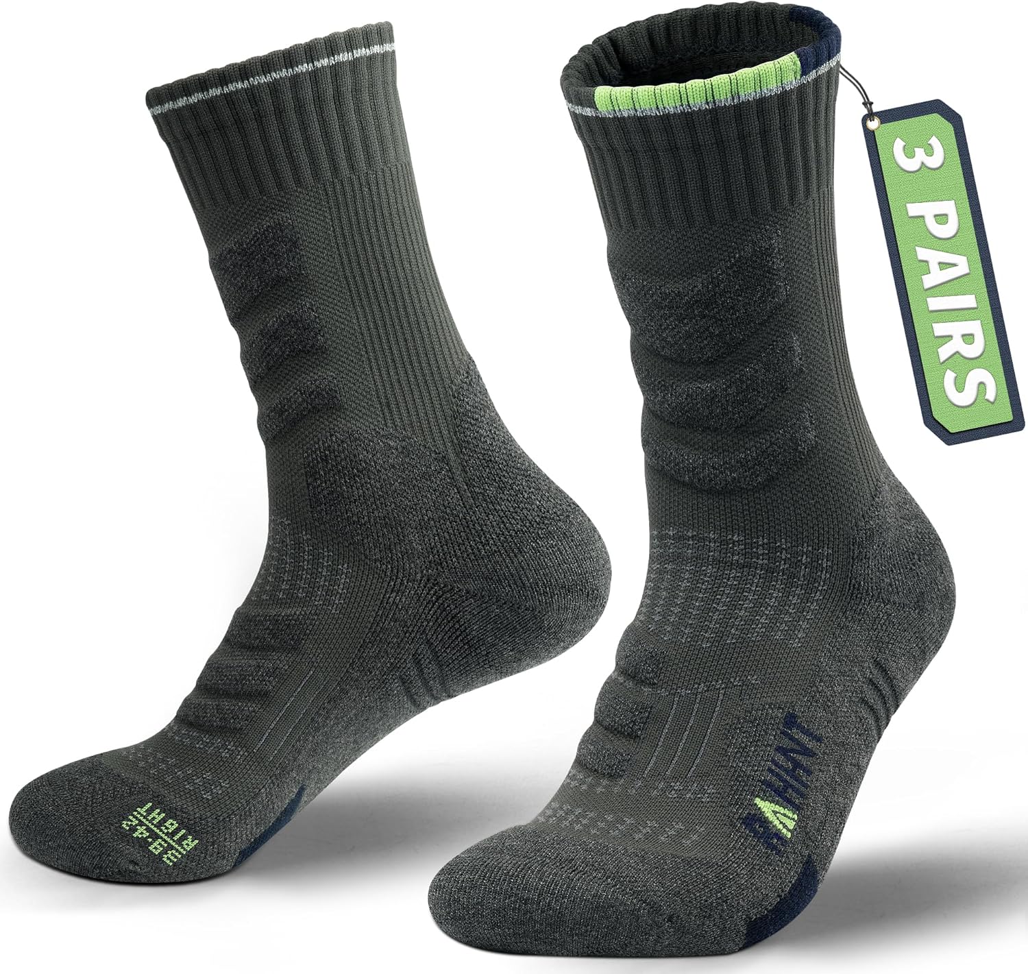 Merino Wool Compression Anti-Blister Hiking Socks Outdoor Walking Crew Socks for...