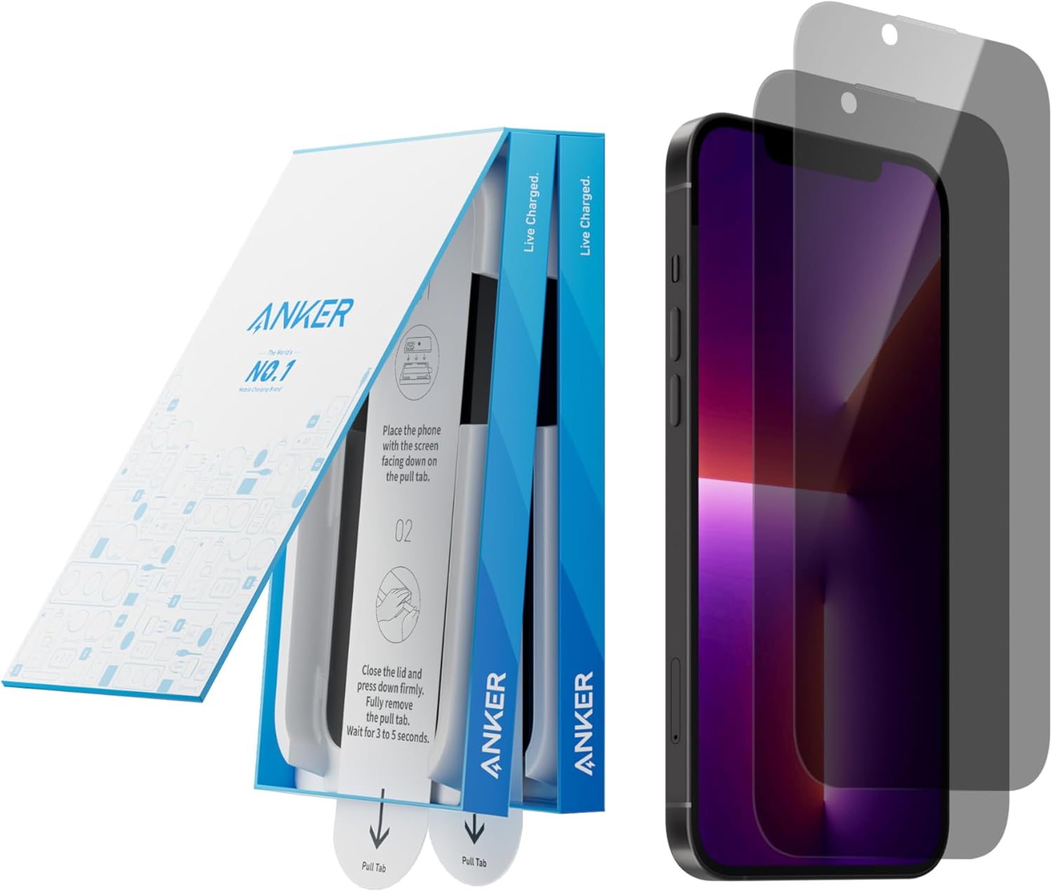 Anker 2 Pack for iPhone 13 Pro Max/14 Plus Privacy Screen Protector, Anti-Spy HD...