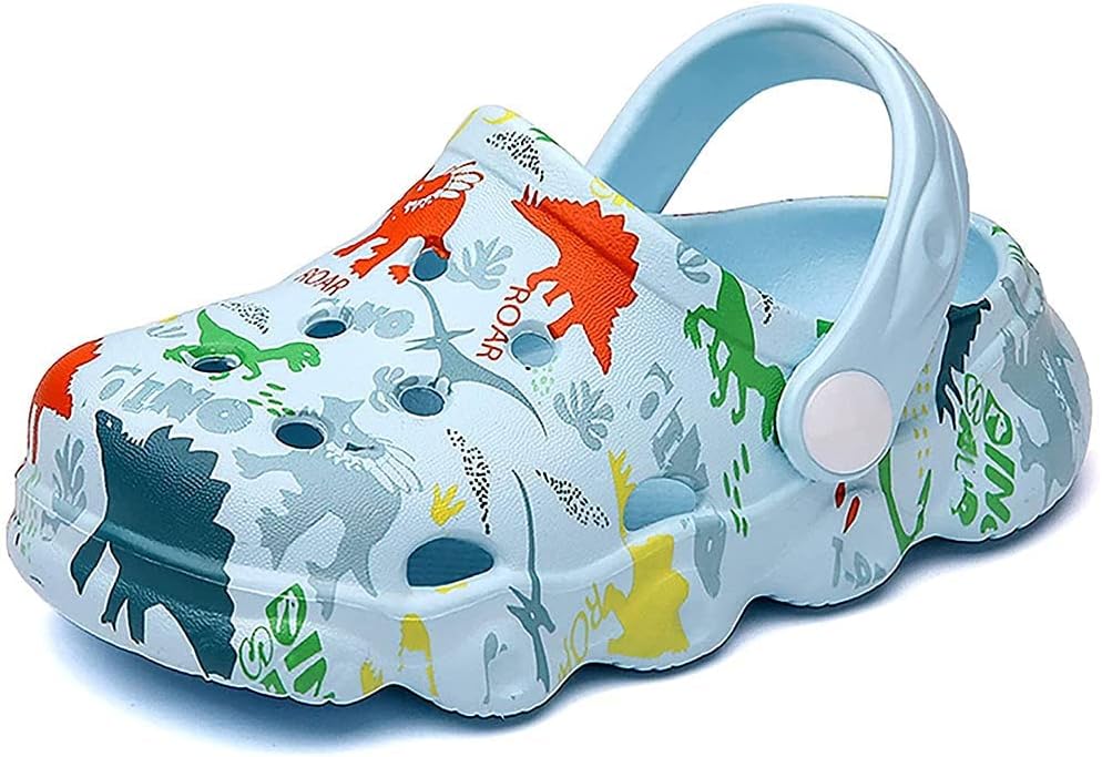 Kids Clogs Mules for Girls Boys Lightweight Garden Shoes Toddler Dinosaur Slip-o...