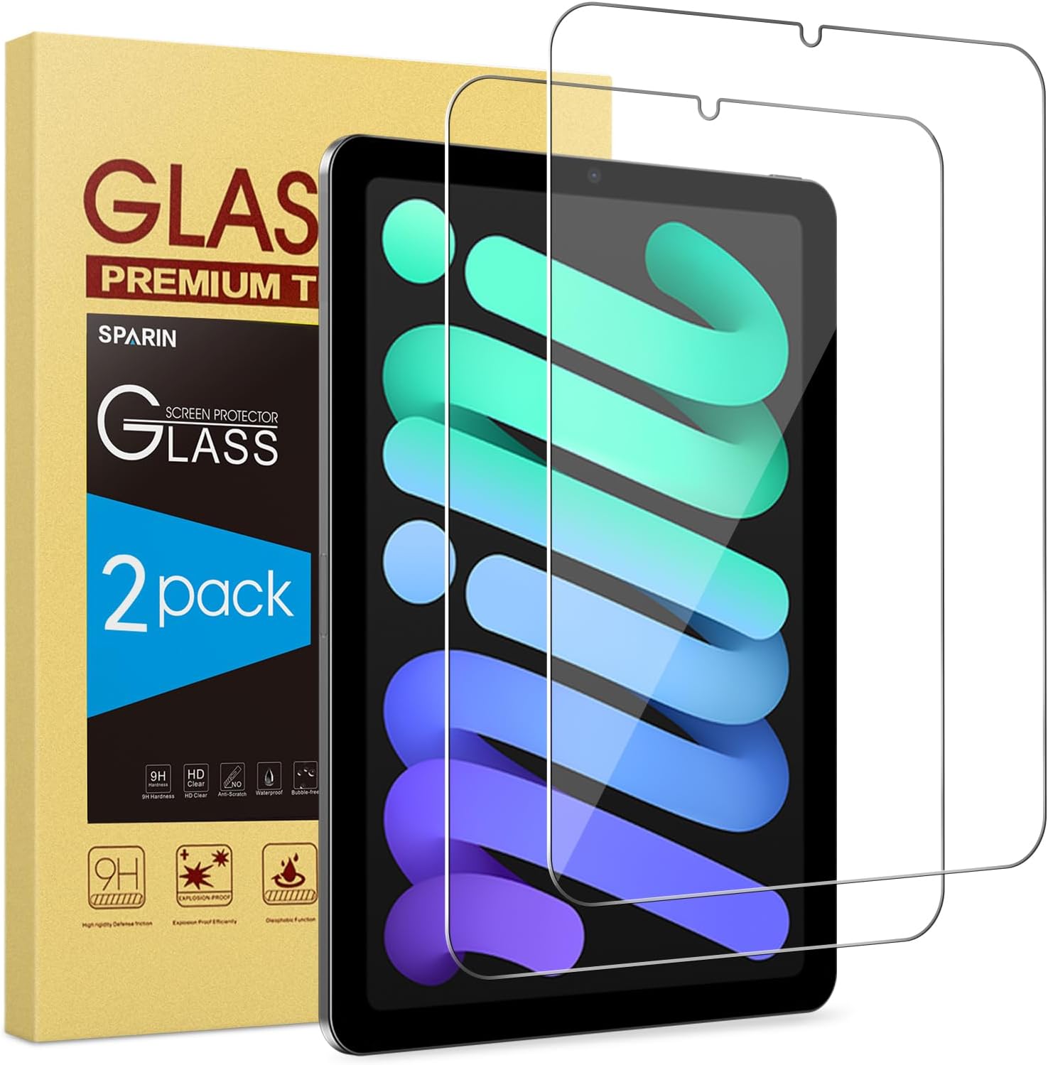 SPARIN 2 Pack Screen Protector for iPad mini 7 (A17 Pro, 2024 Model) / mini 6 (2...