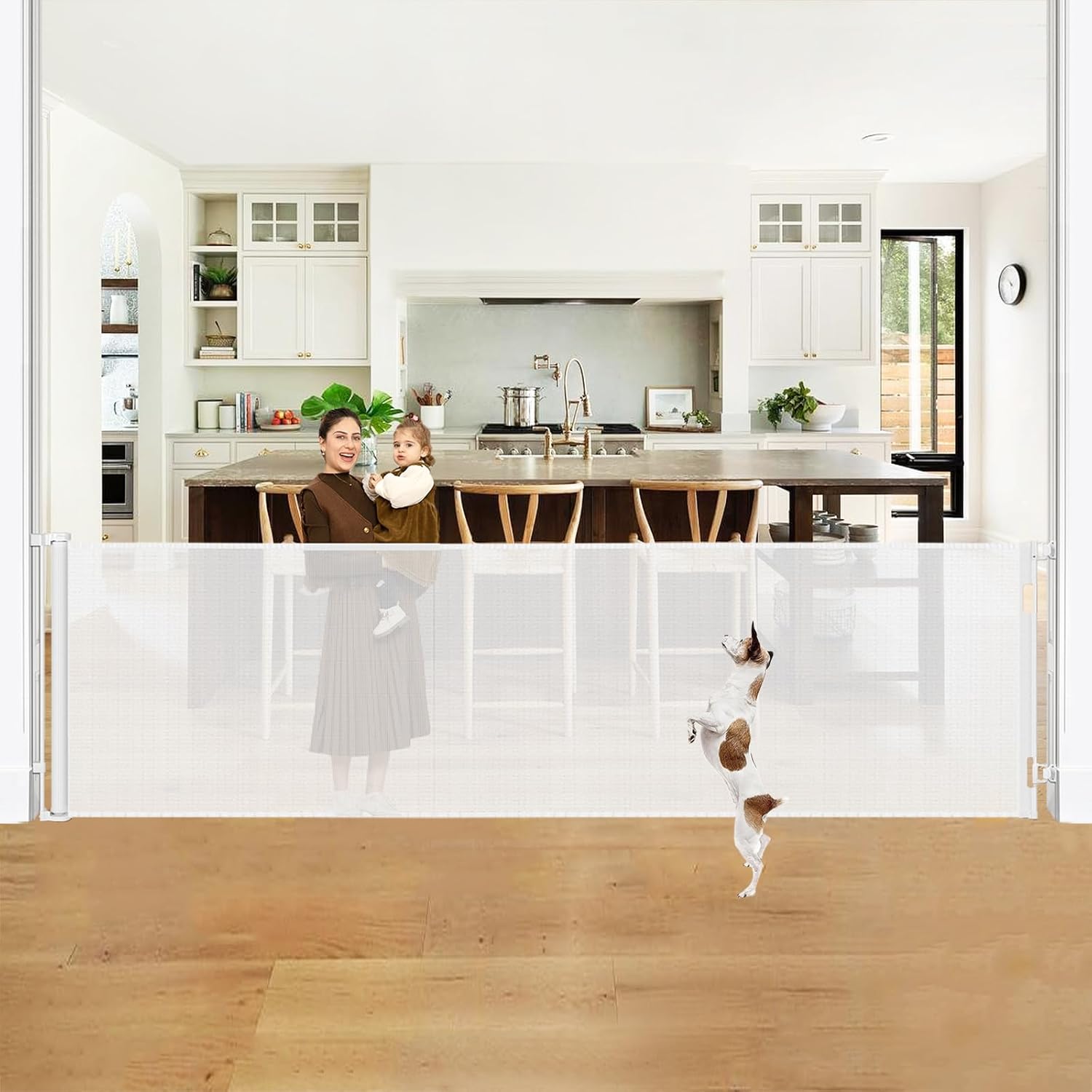 42" Tall X 130" Extra Wide Retractable Gates for Large Openings Extra Tall Baby...
