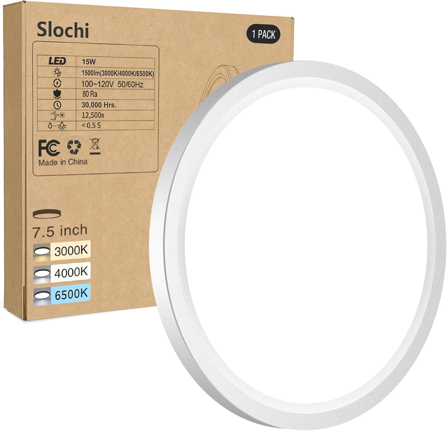 slochi Flush Mount Ceiling Light Fixtures - 3000K-4000K-6500K & 100W Equivalent...