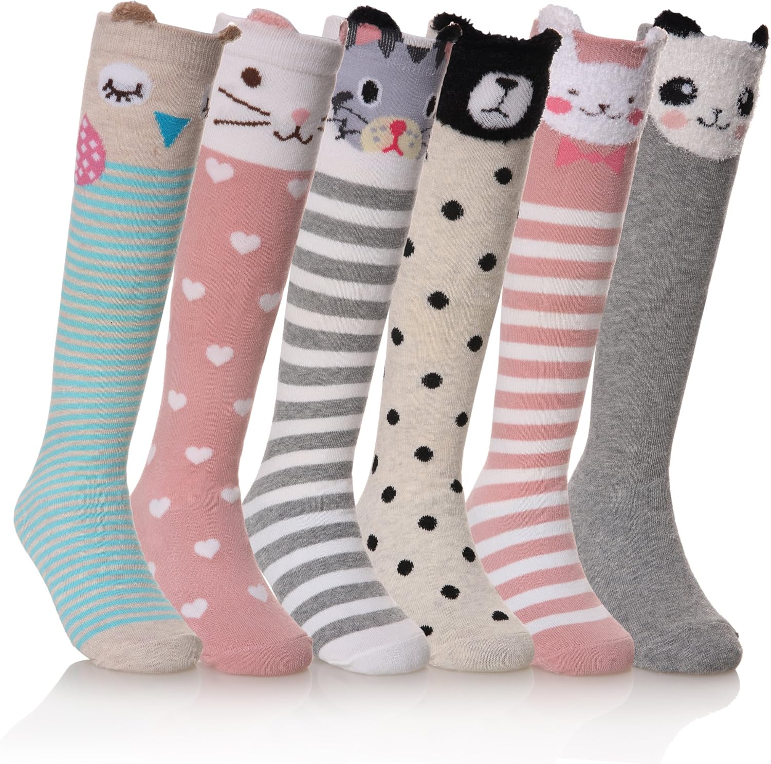 FNOVCO Girls Knee High Socks Kids Crazy Fun Gift Cute Animal Patterns Cotton Lon...