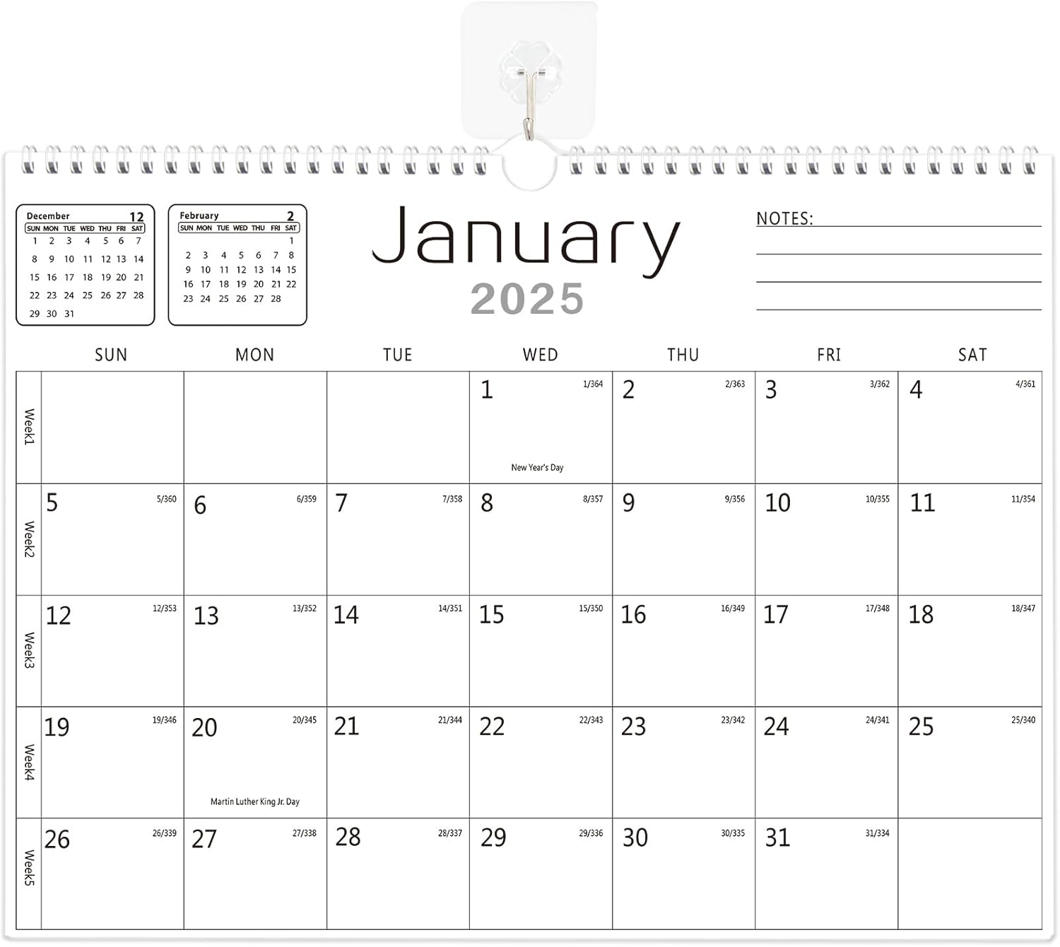 BHR Wall Calendar, Calendar 2025-2026 from January 2025 to June 2026 18 Months C...