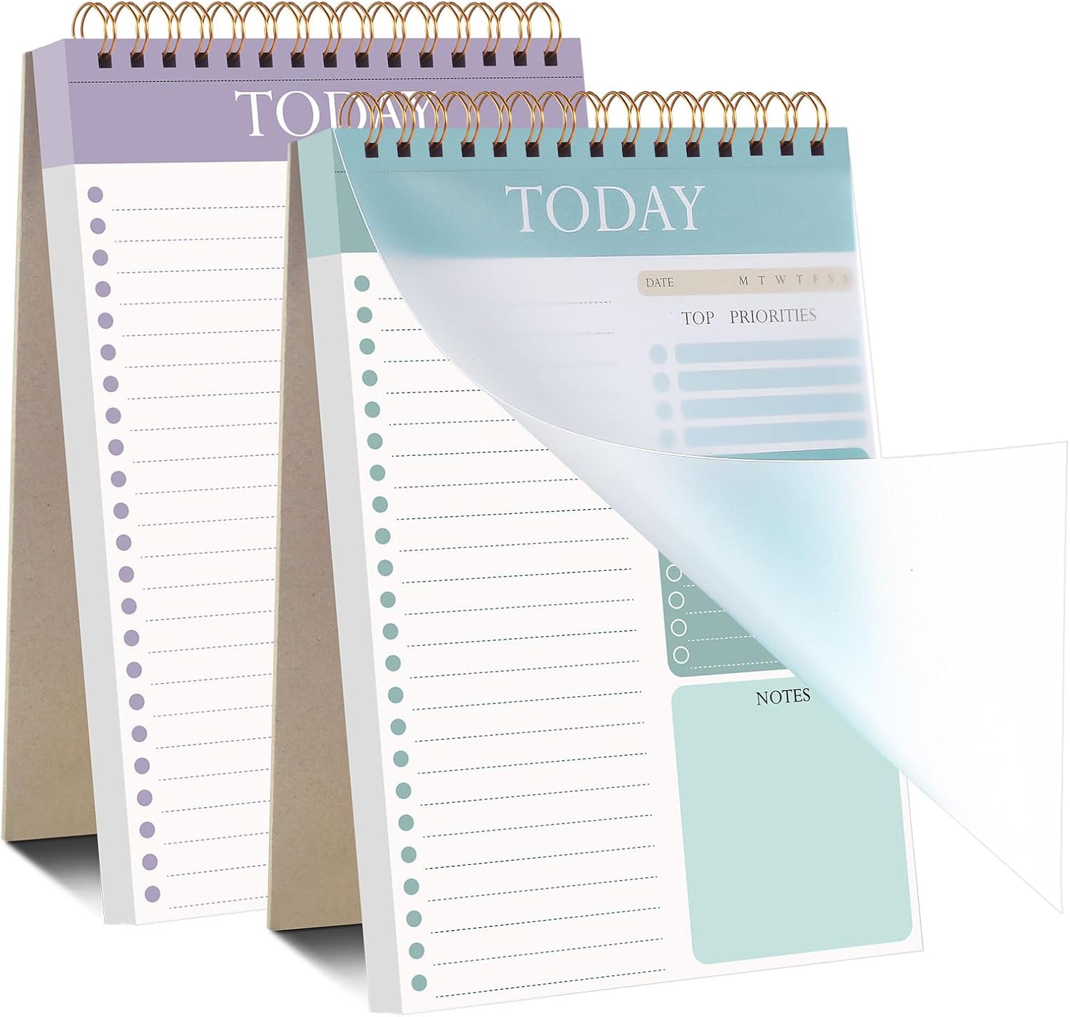 2 Pack To Do List Notepad, Undated Daily Planner A5 Spiral 104 Page To Do List P...