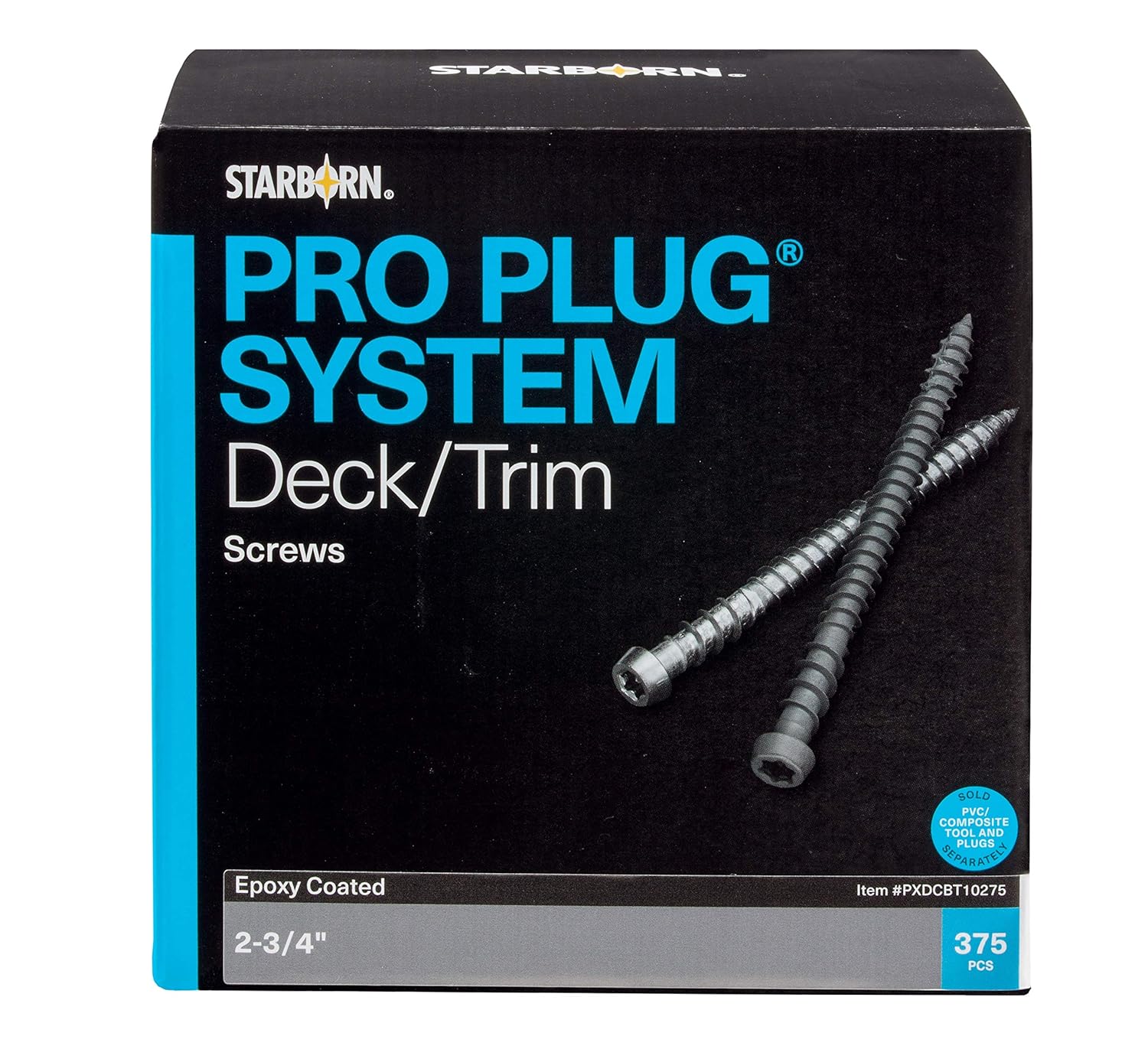Pro Plug System Screws -Epoxy, #10 x 2-3-4", Star Drive, 375 Pieces for 100 sq f...