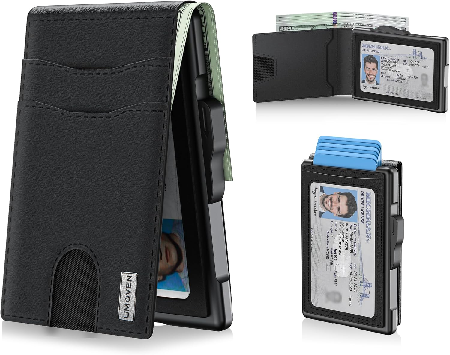umoven Wallet for Men - Pop Up Case, Cash Slot, and Credit Card Slot - Slim Alum...