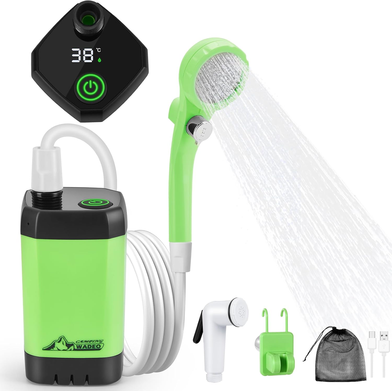 WADEO Portable Shower for Camping, Outdoor Electric Shower Rechargeable Pump wit...