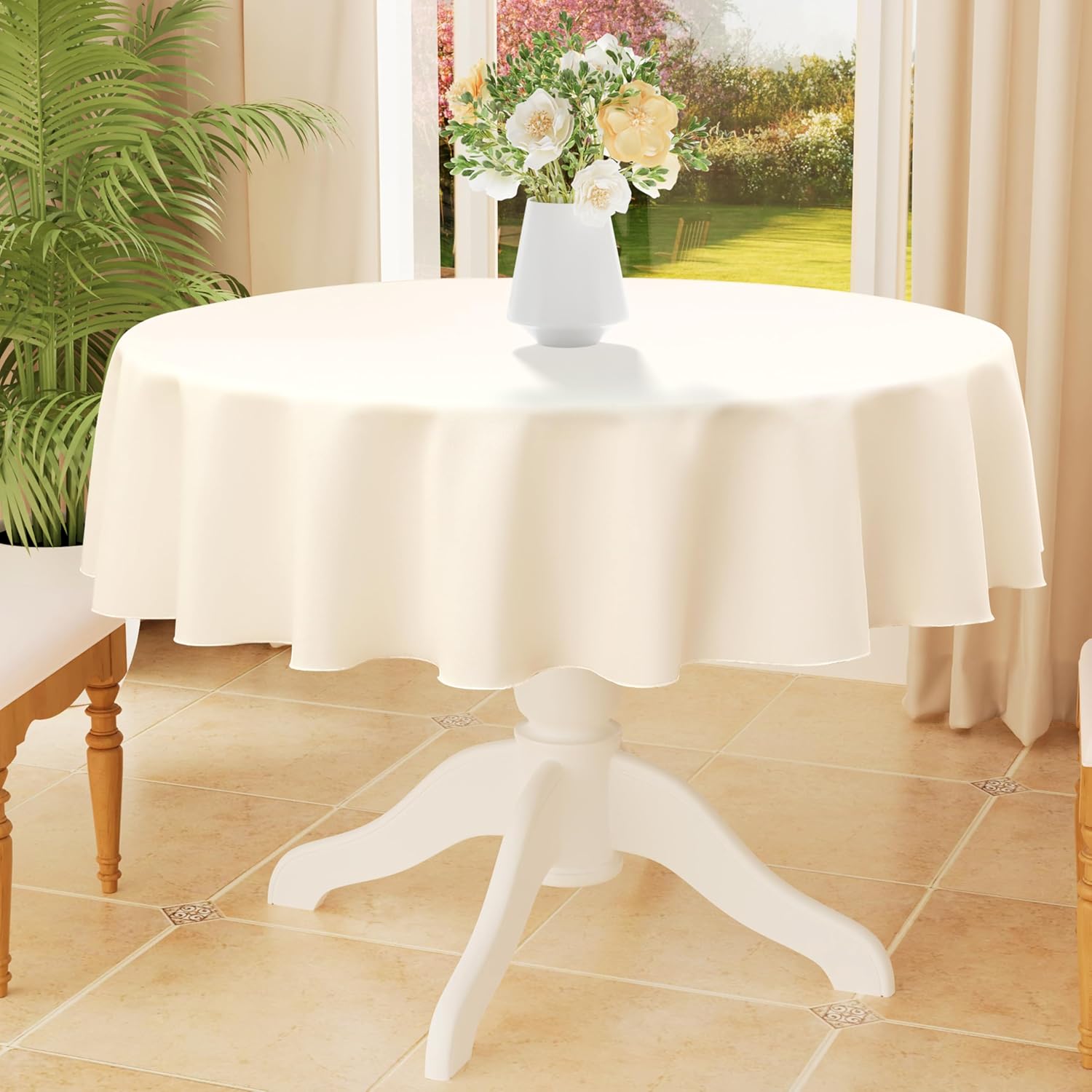 Smiry Round Table Cloth, Waterproof Anti-Scratch Polyester Tablecloth, Decorativ...