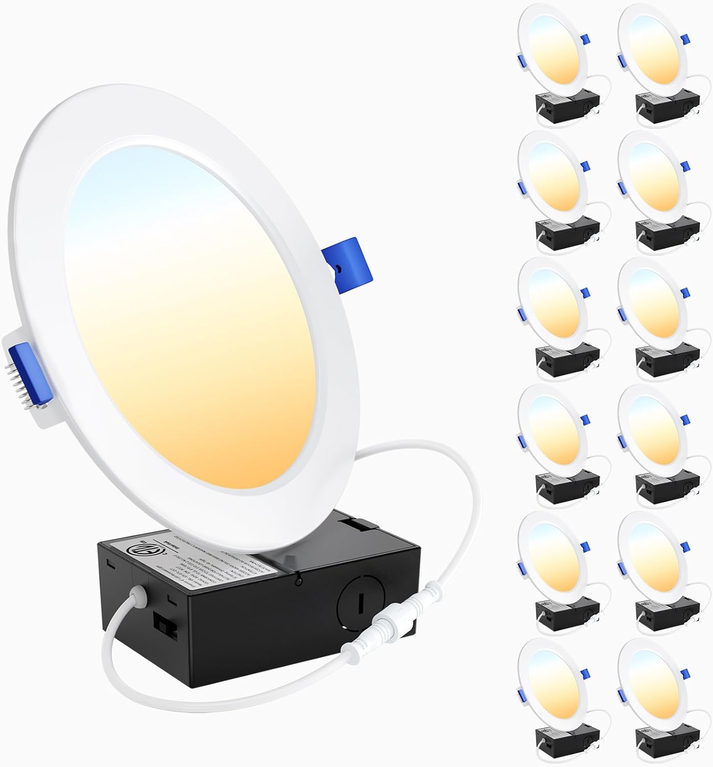 Ensenior 12 Pack 6 Inch Ultra-Thin LED Recessed Lighting with Junction Box, 2700...