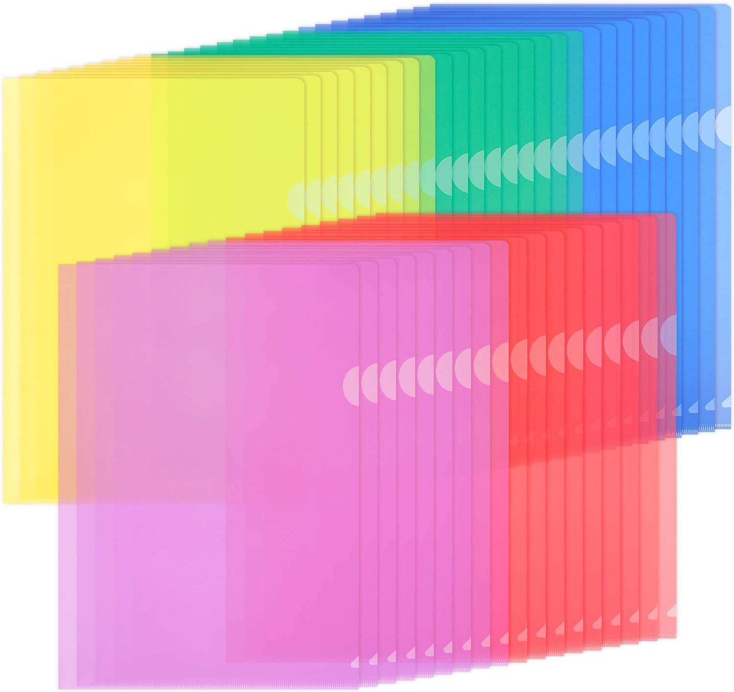 ZCZN A4 Plastic Sleeves, 45pcs Coloured Cut Flush Folders for Paperwork, Report,...