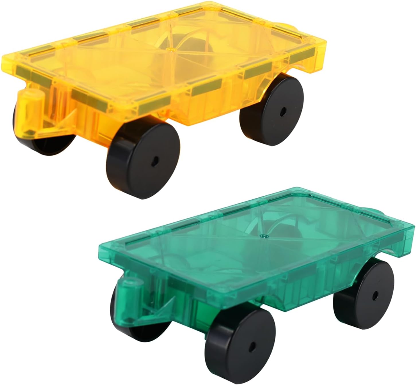 Magnetic Tiles Cars Construction Set - 2 PCS Green & Yellow Magnetic Tiles Magne...