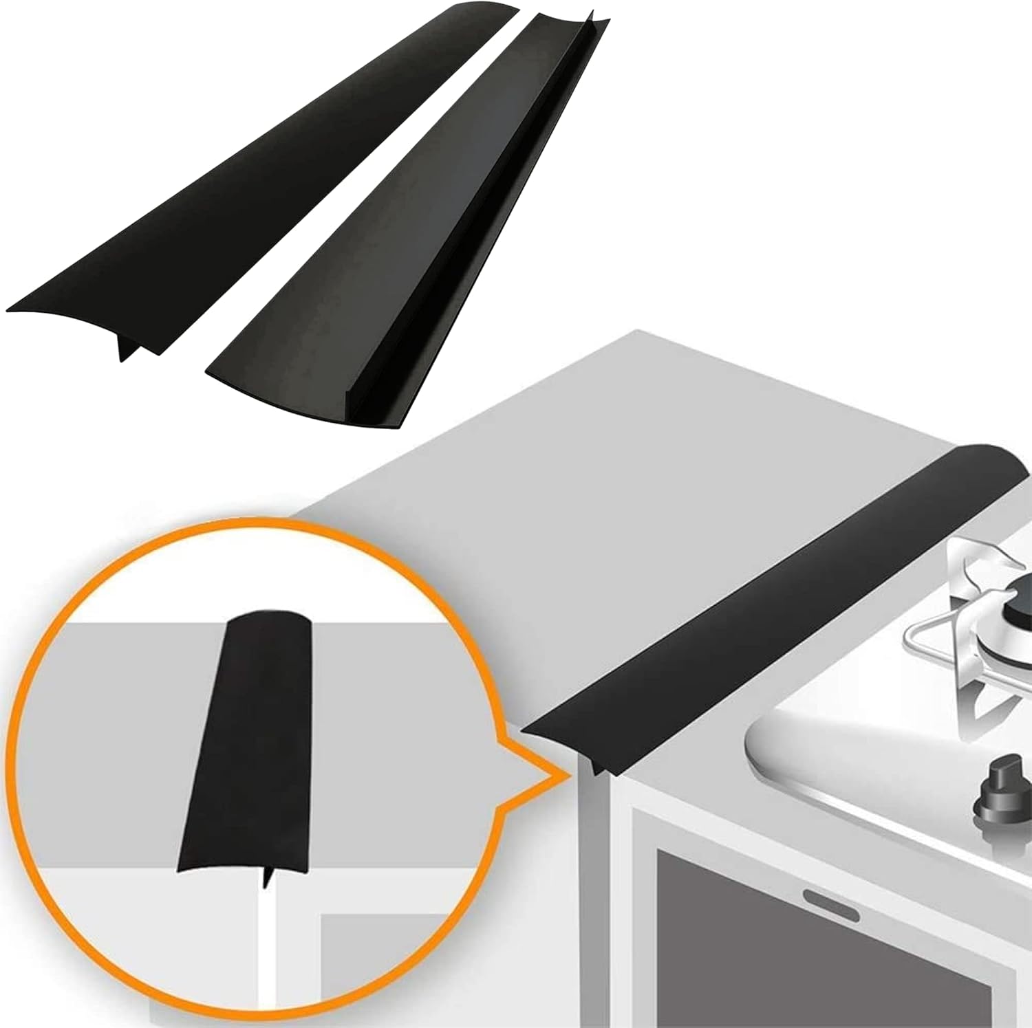 Linda’s Essentials Silicone Stove Gap Covers (2 Pack), Heat Resistant Oven Gap F...