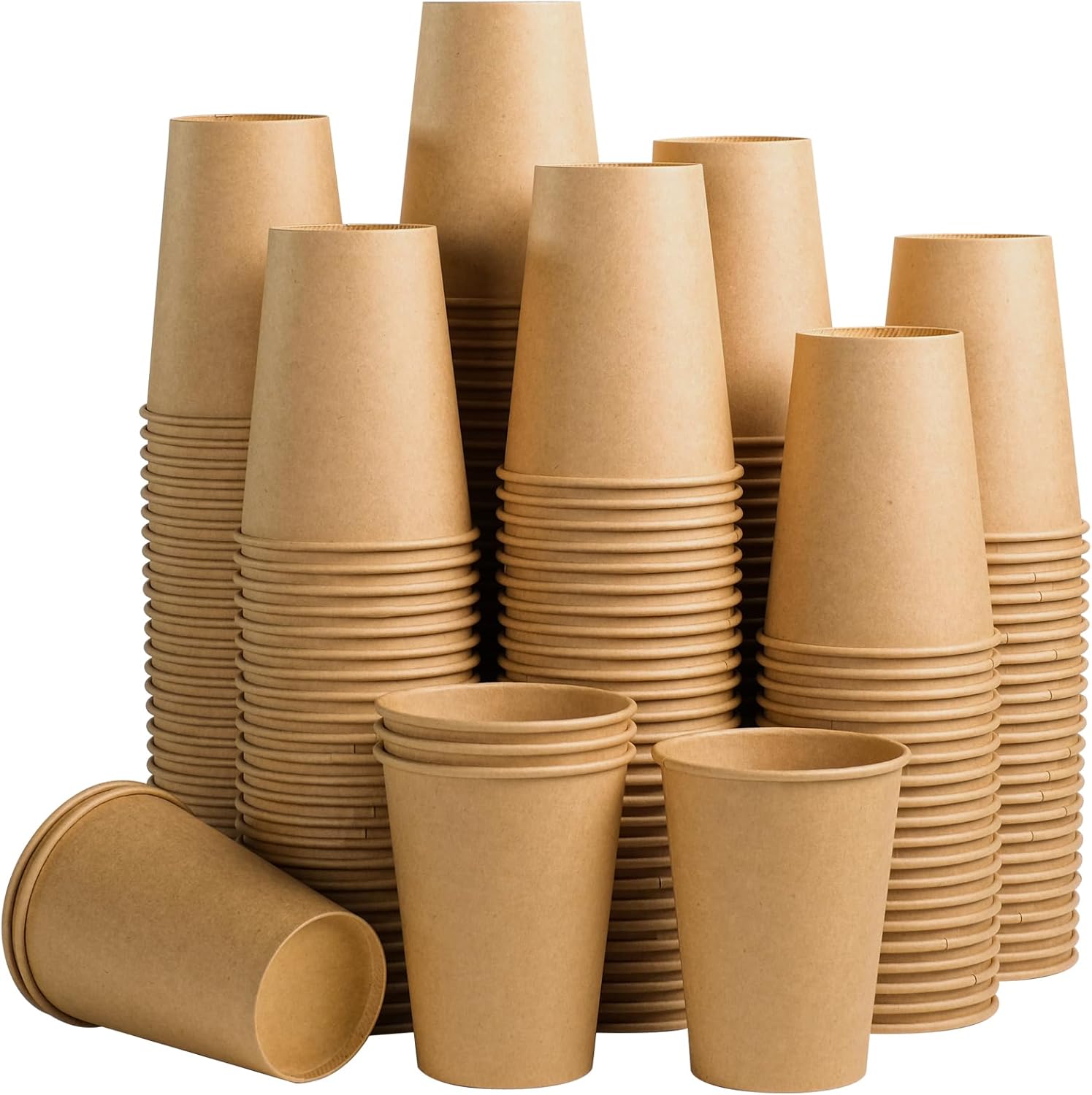 180 Pack 12 OZ Paper Cups, Brown Kraft Disposable Paper Coffee Cups 12 oz, Unble...
