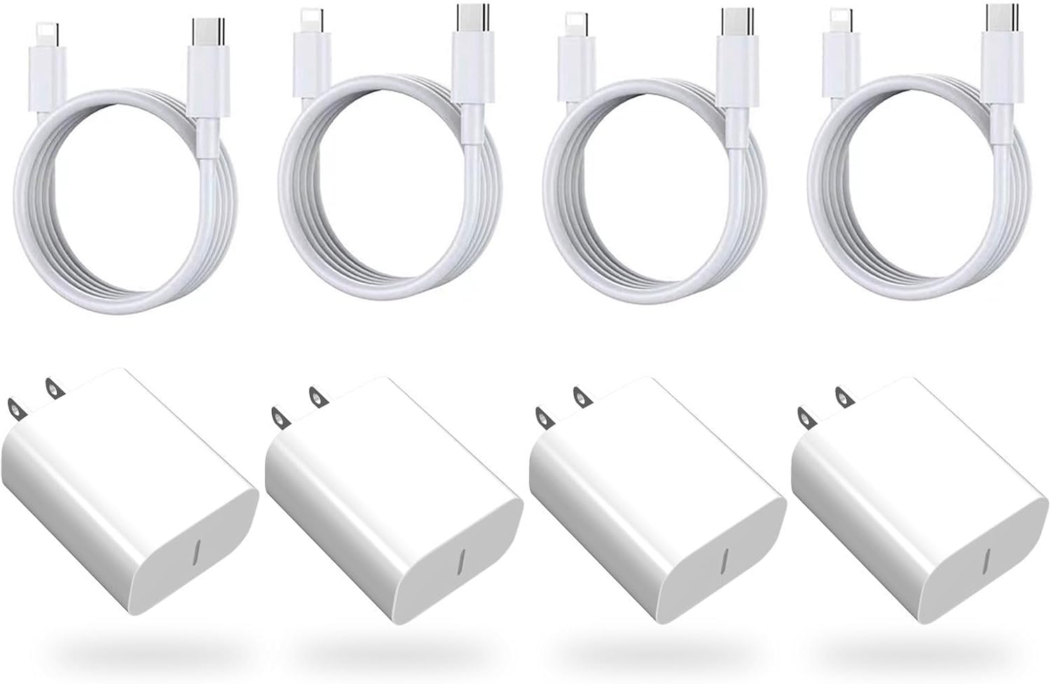 4-Pack Phone Fast Charger, 20W USB C Wall Fast Charger Adapter with USB C Cable...