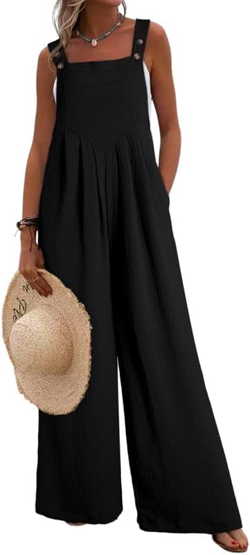 Dokotoo Women's Casual Loose Overalls Jumpsuits One Piece Sleeveless Wide Leg Lo...