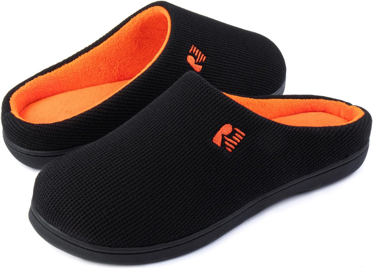 RockDove Men's Original Two-Tone Memory Foam Slipper 6/7 UK Black and Orange
