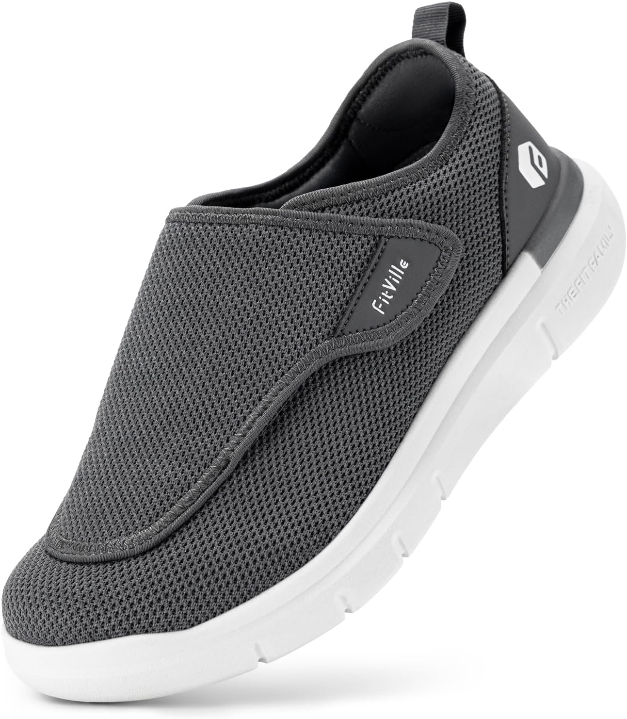 FitVille Mens Extra Wide Fit Diabetic Shoes Easy Close Adjustable Orthopedic Sli...