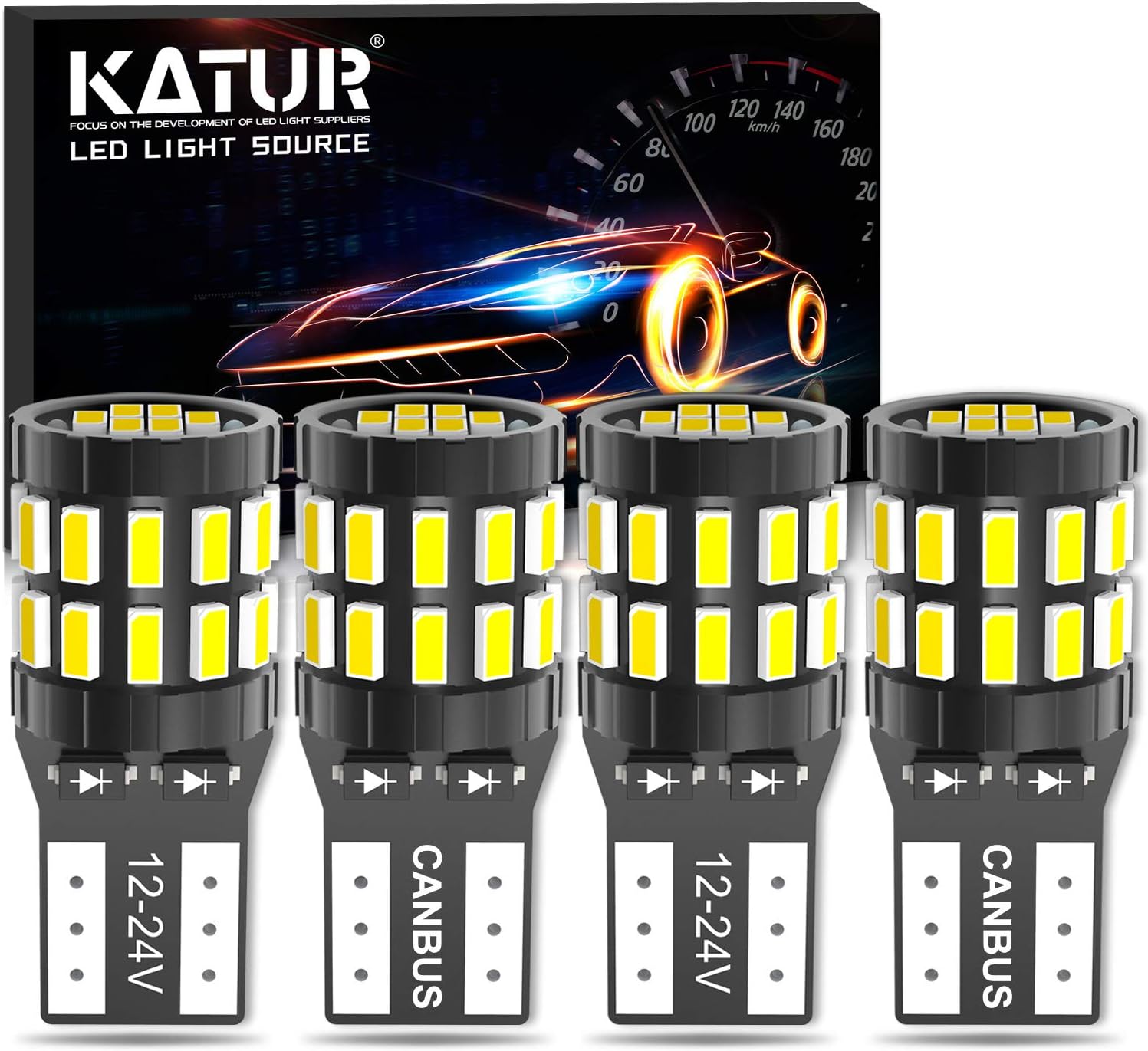 KATUR 194 T10 W5W 168 LED Light Bulb Super Bright 6000K Xenon White 30-SMD 3014...