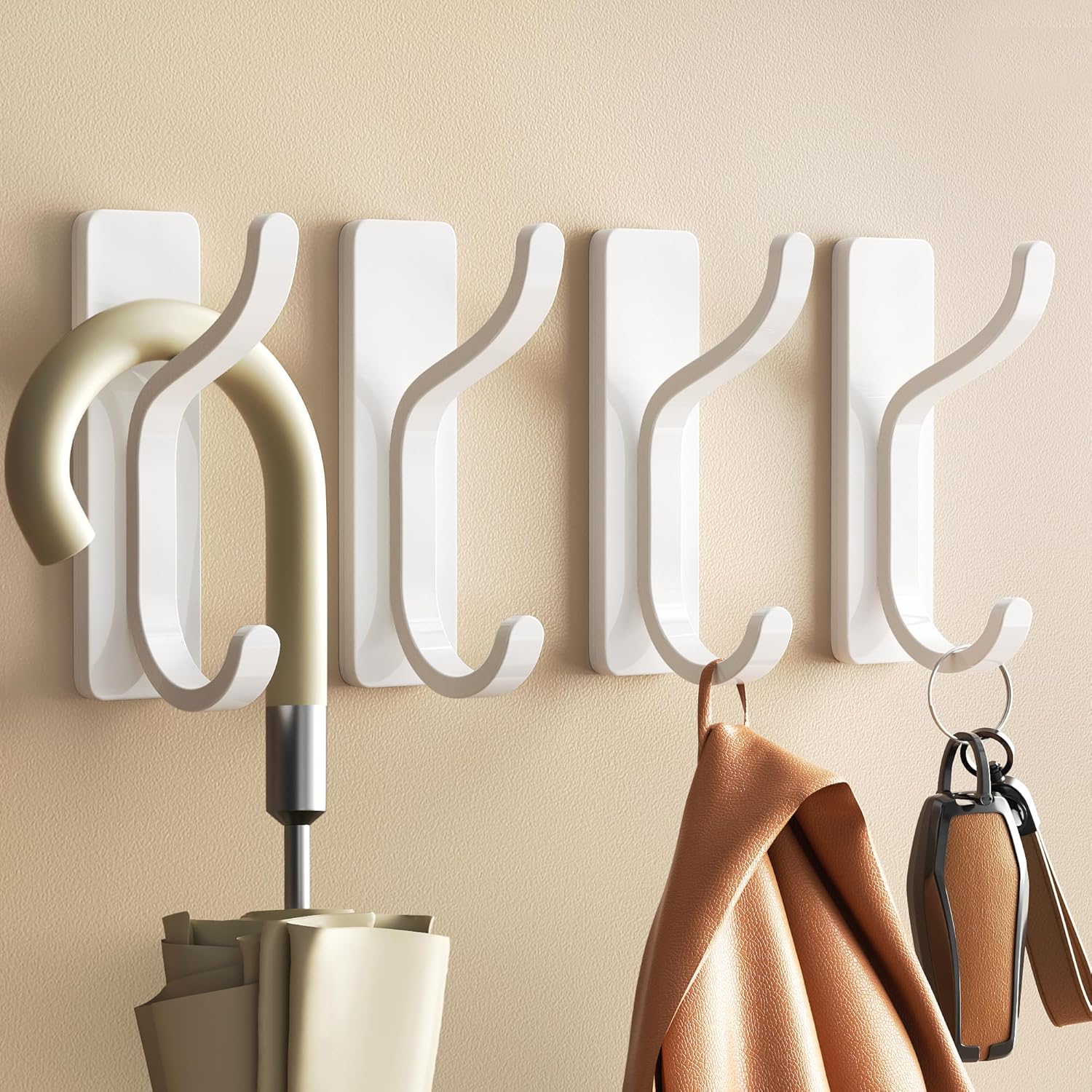 pickpiff Self Adhesive Hooks for Hanging: Heavy Duty Stick On Hooks (Hold 6KG),...