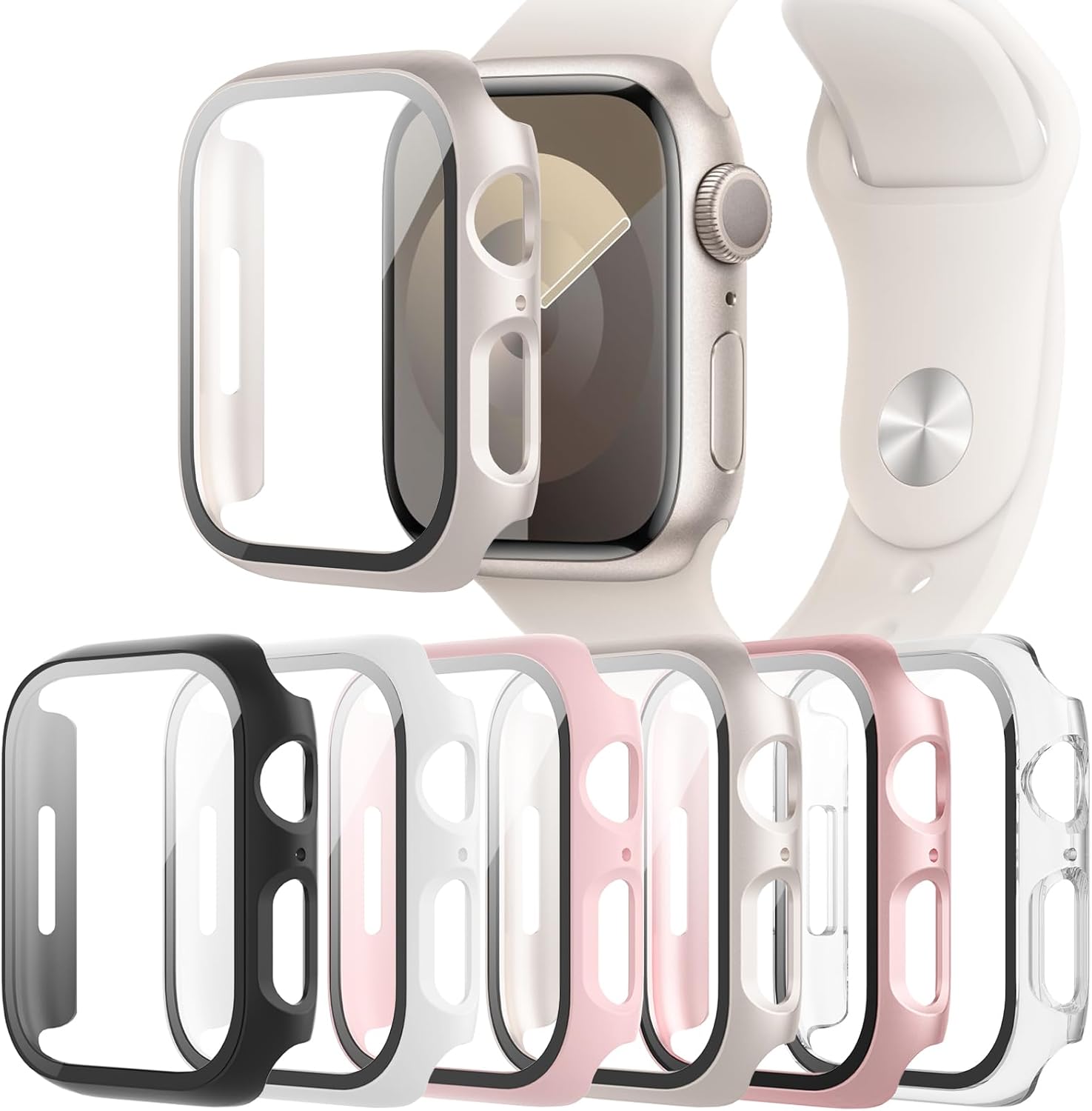 6-Pack Case Compatible with Apple Watch 40mm Series SE 2nd Gen 6 5 4 with Temper...