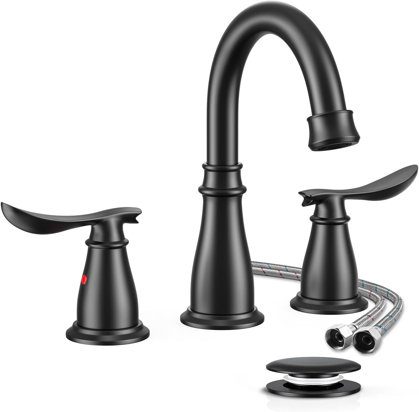 Kicimpro Bathroom faucets with Pop-up Drain, 3 Hole Bathroom Sink Faucet, Faucet...