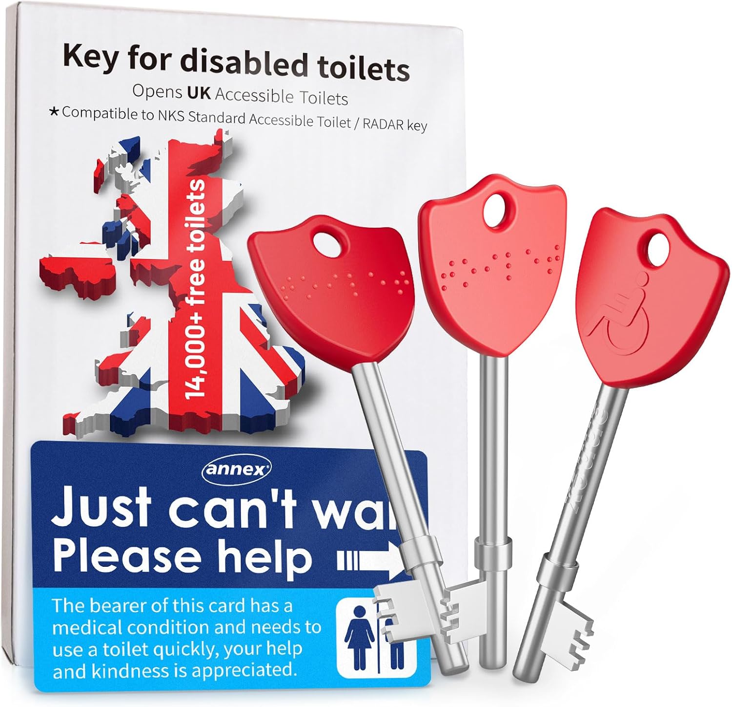 key for disabled toilets uk-Pack of 3, made of durable steel with a sleek silver...