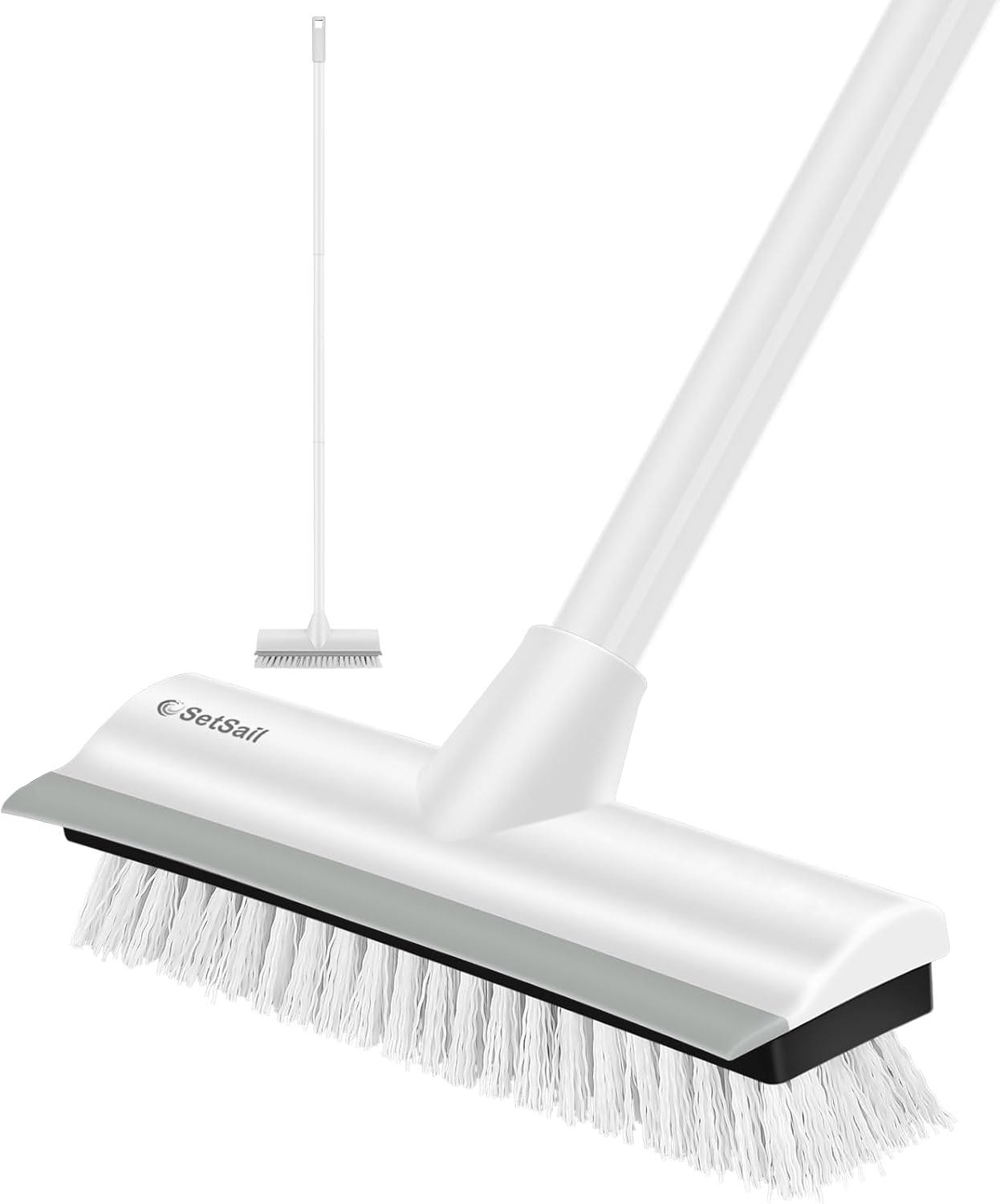 SetSail Floor Scrub Brush with Long Adjustable Handle Heavy-Duty Stiff Bristles...