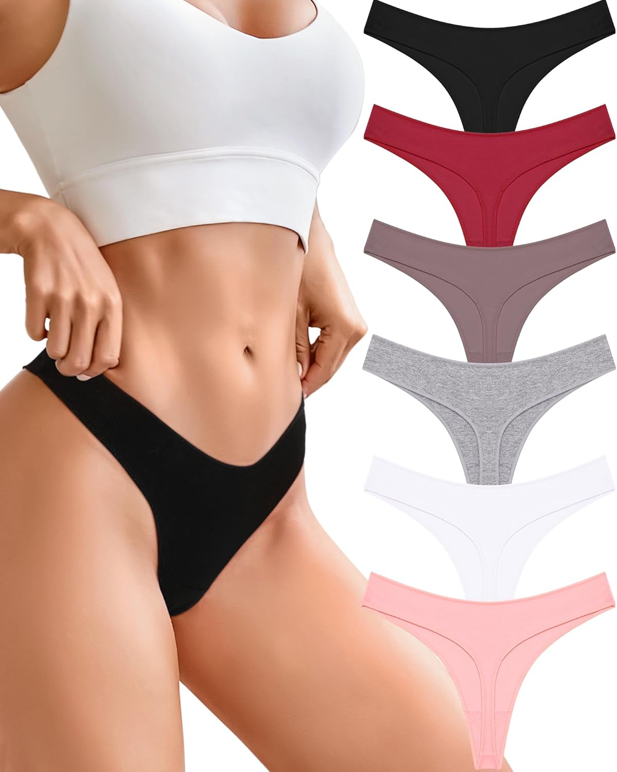 CUTE BYTE Cotton Thongs for Women Sexy Ladies Panties Breathable Stretch Hipster...