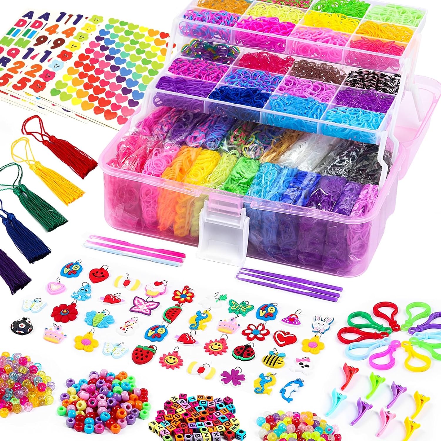 FunzBo 15000+ Loom Bands Kit, 28 Colors Rubber Band Bracelet Making Kit, Kids Gi...