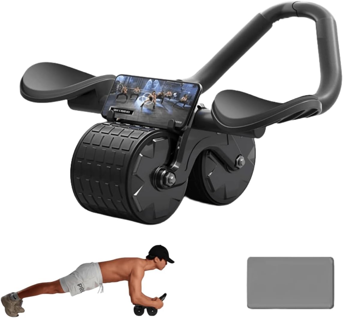 Ab Roller Wheel with Elbow Support, Upgraded Elbow Support Automatic Rebound Abd...
