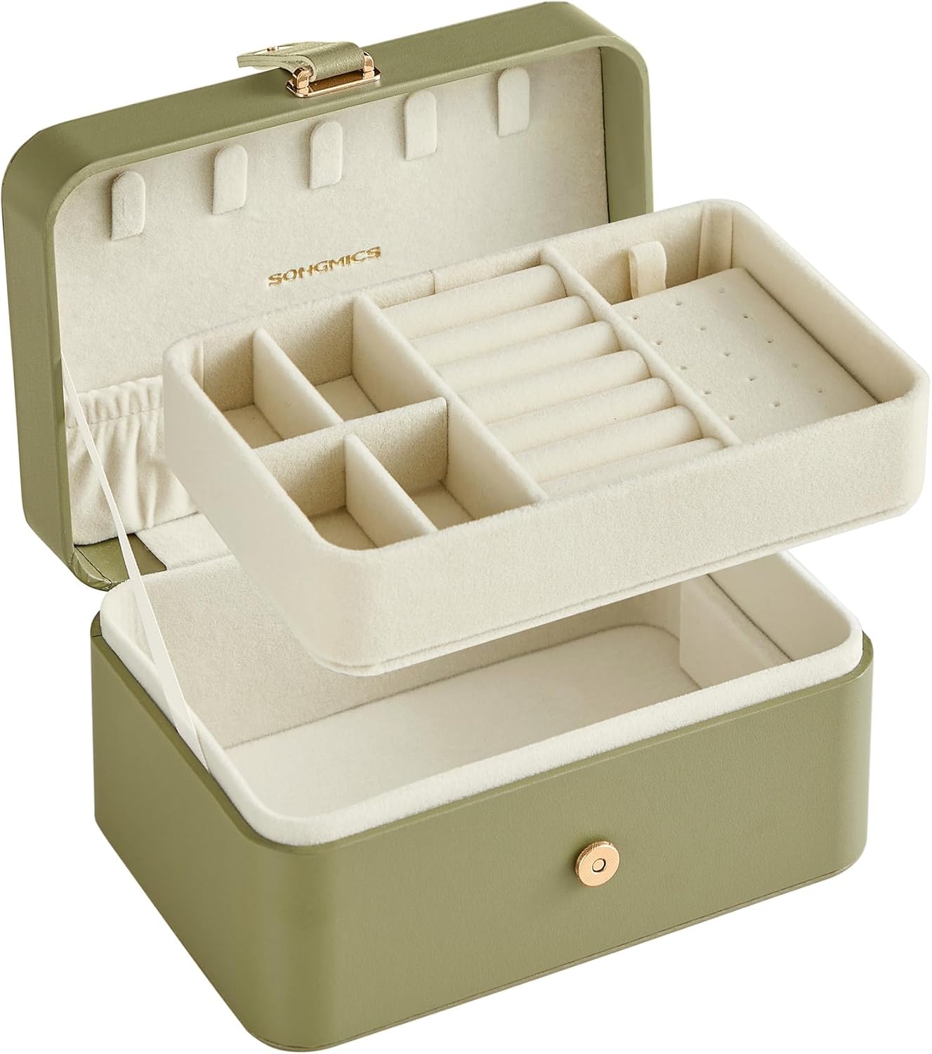 SONGMICS Jewellery Box, 2-Layer Jewellery Storage, 11 x 16 x 8 cm Travel Jewelle...